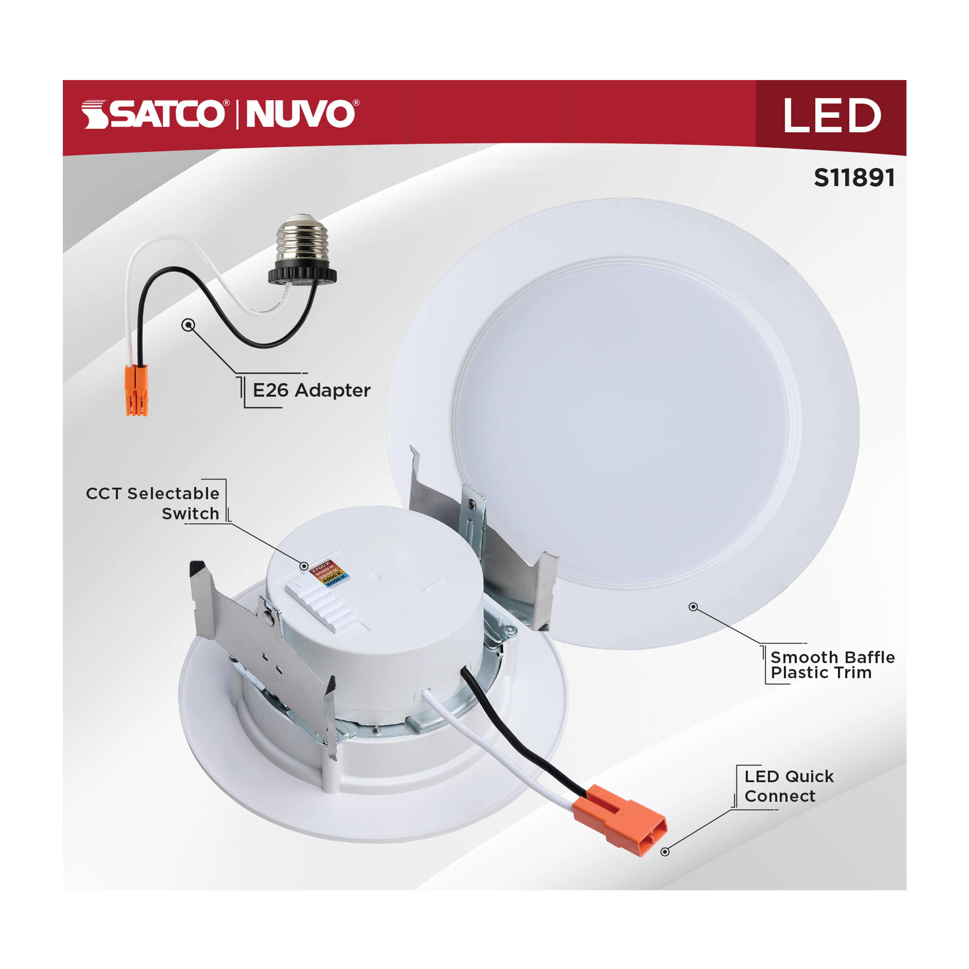 8WLED/DLR/4/CCT-SEL/WR/RND/WH - S11891