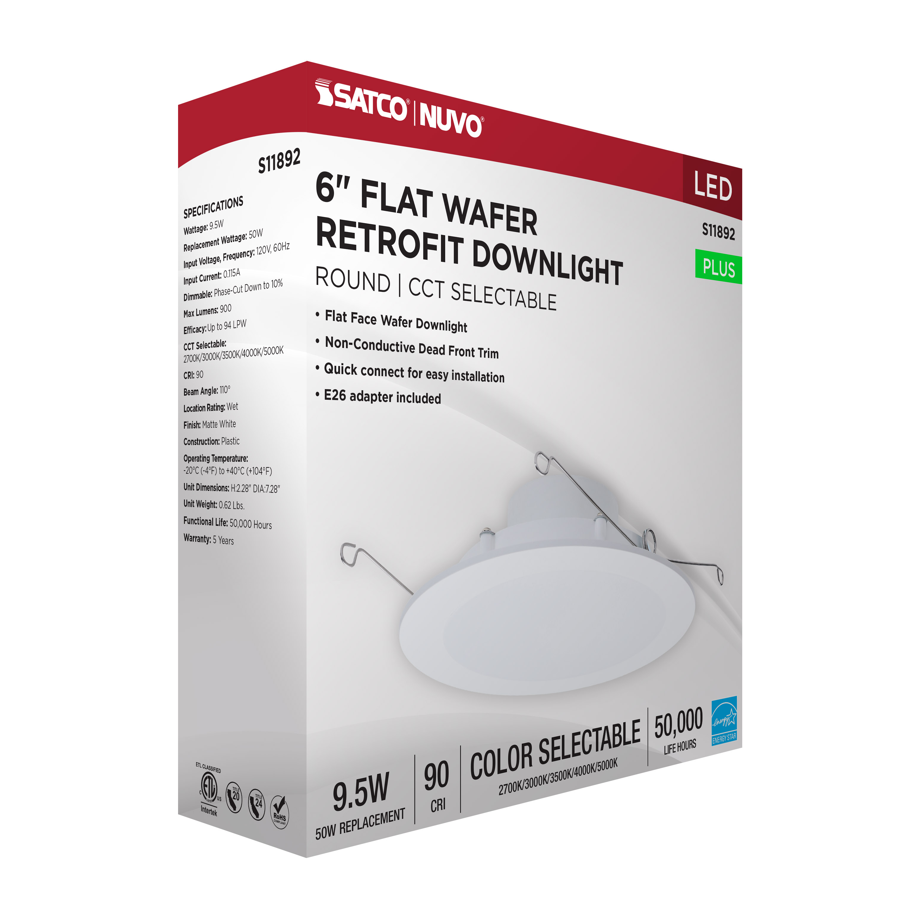 10WLED/DLR/6/CCT-SEL/WF/RND/WH - S11892