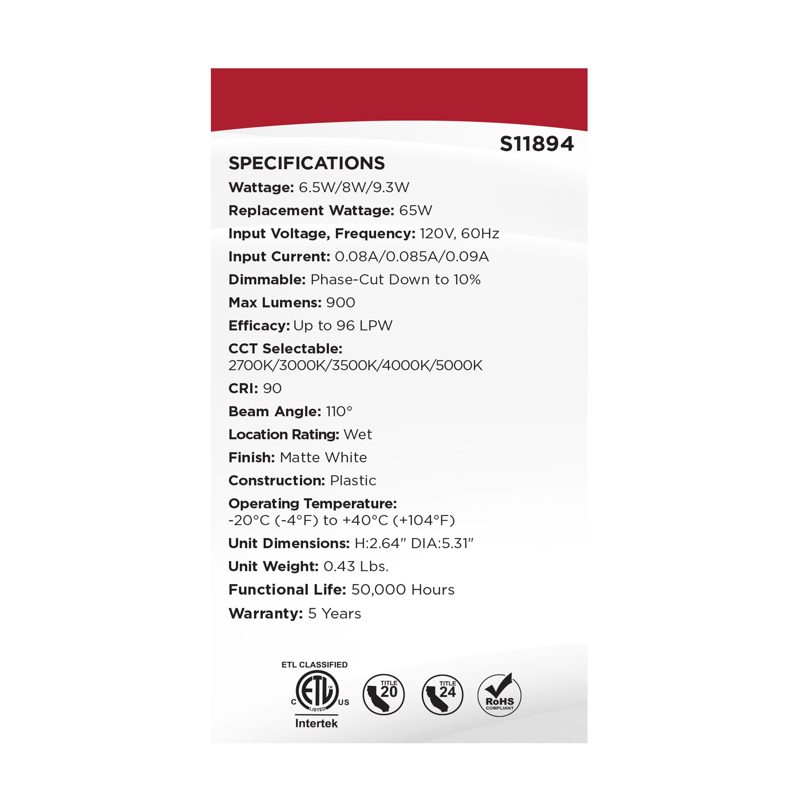 9WLED/DLR/4/FS/WF/RND/WH - S11894