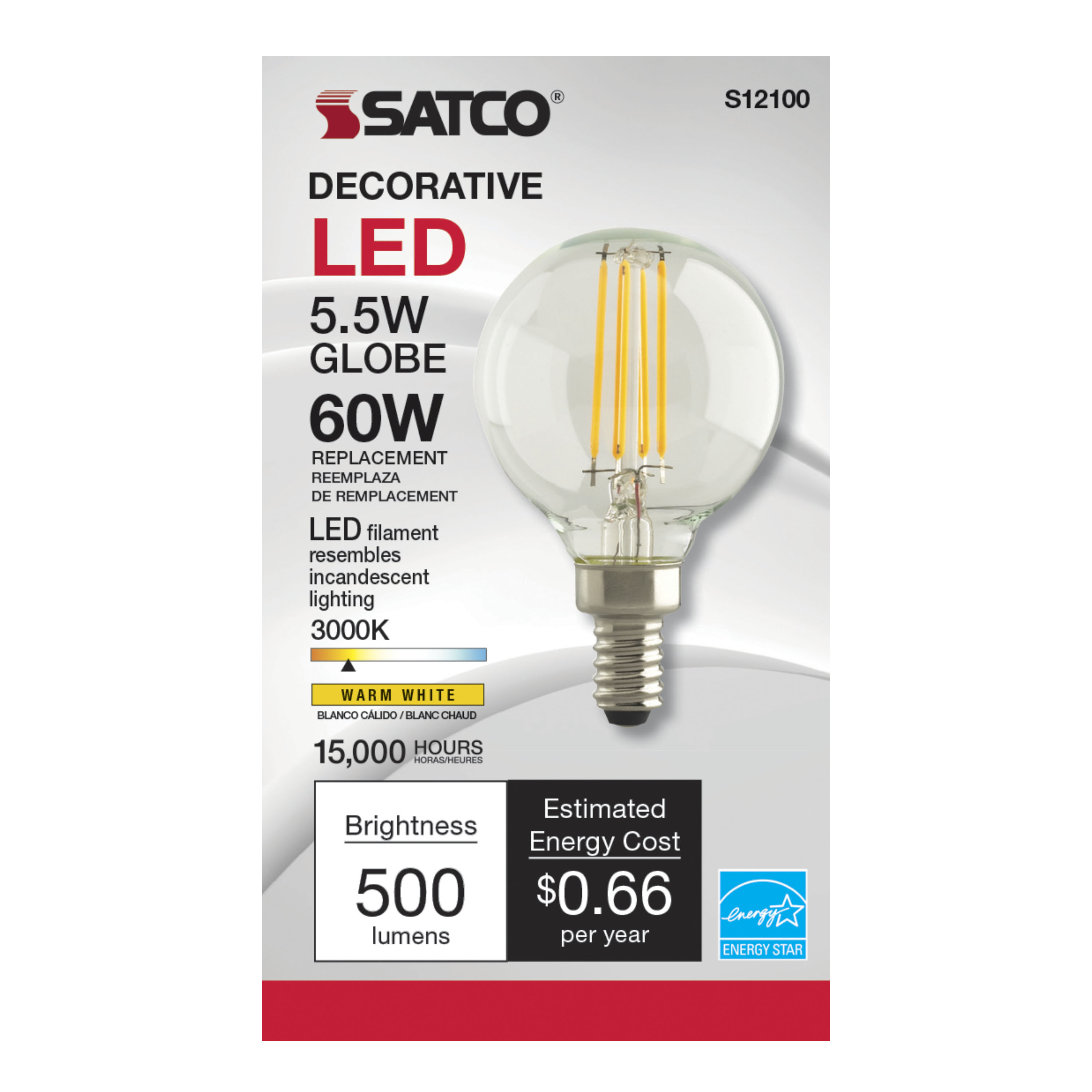 5.5G16.5/LED/CL/3K/120V/E12 - S12100