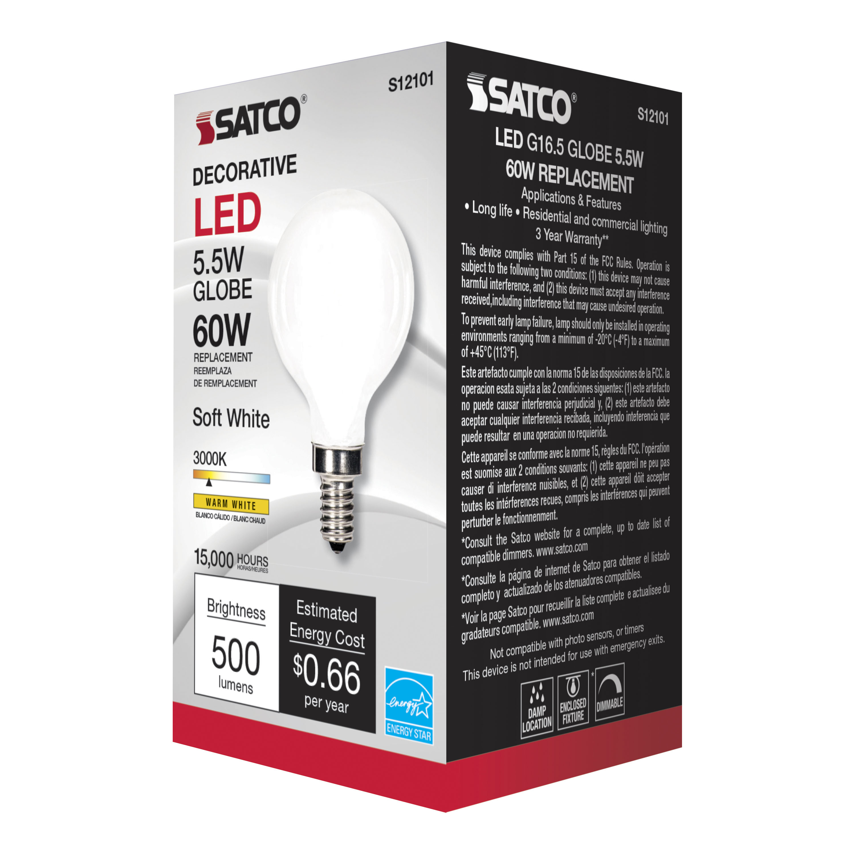 5.5G16.5/LED/SW/3K/120V/E12 - S12101