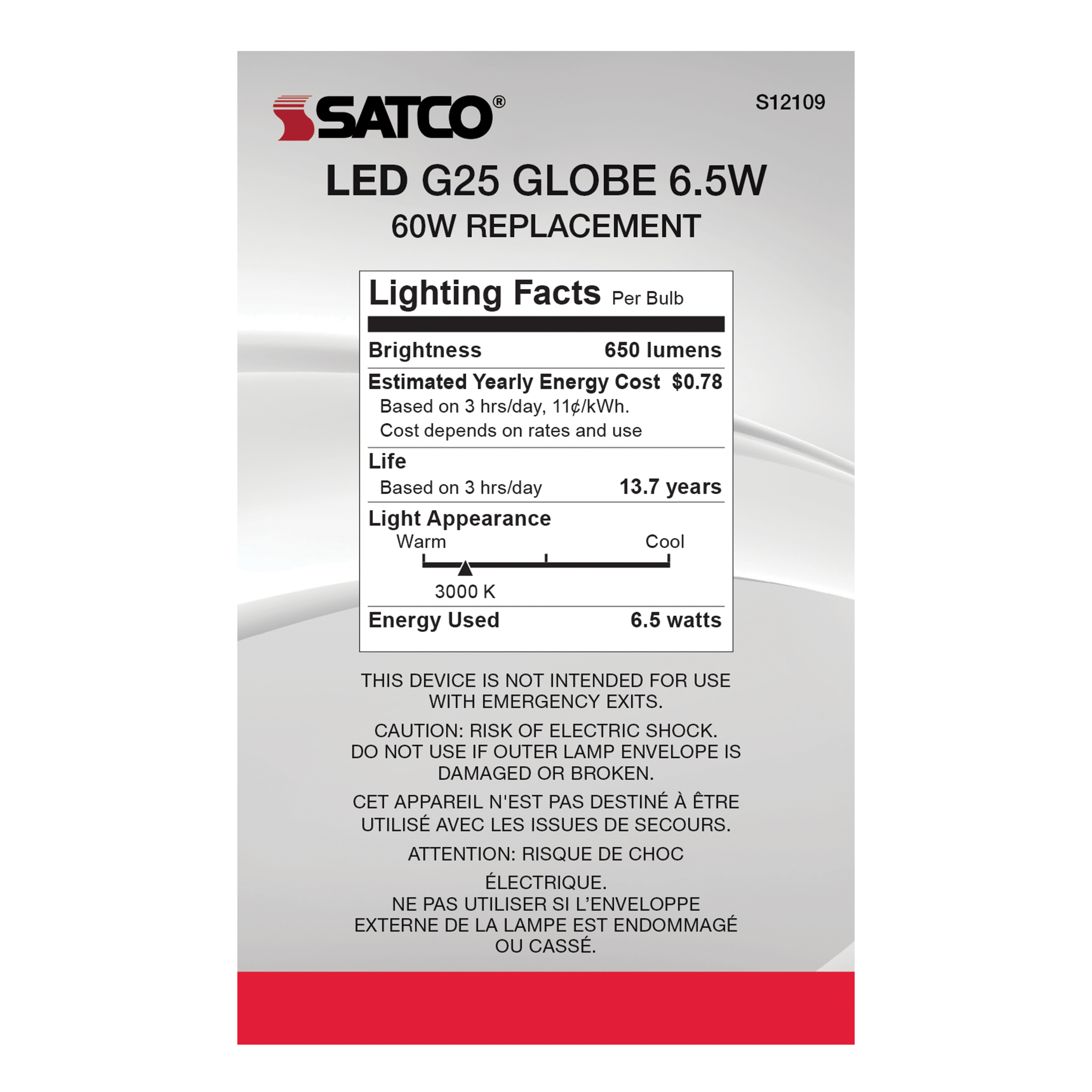 6.5G25/SW/LED/E26/3K/120V - S12109