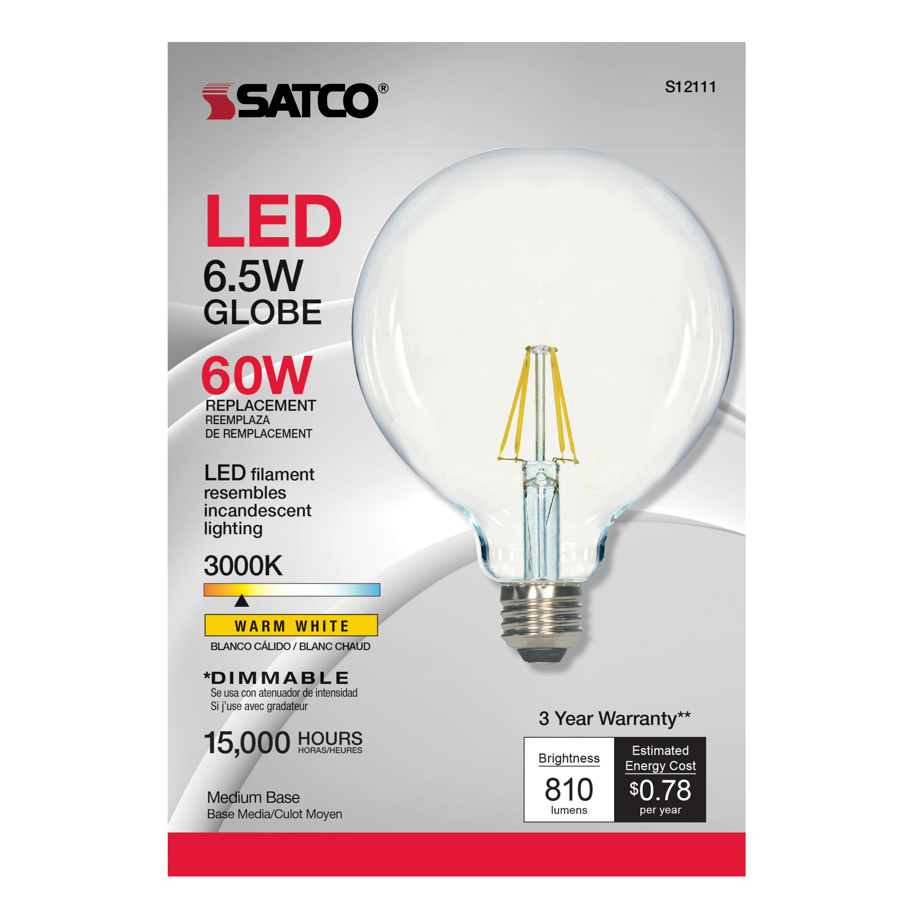 6.5G40/CL/LED/E26/3K/120V - S12111