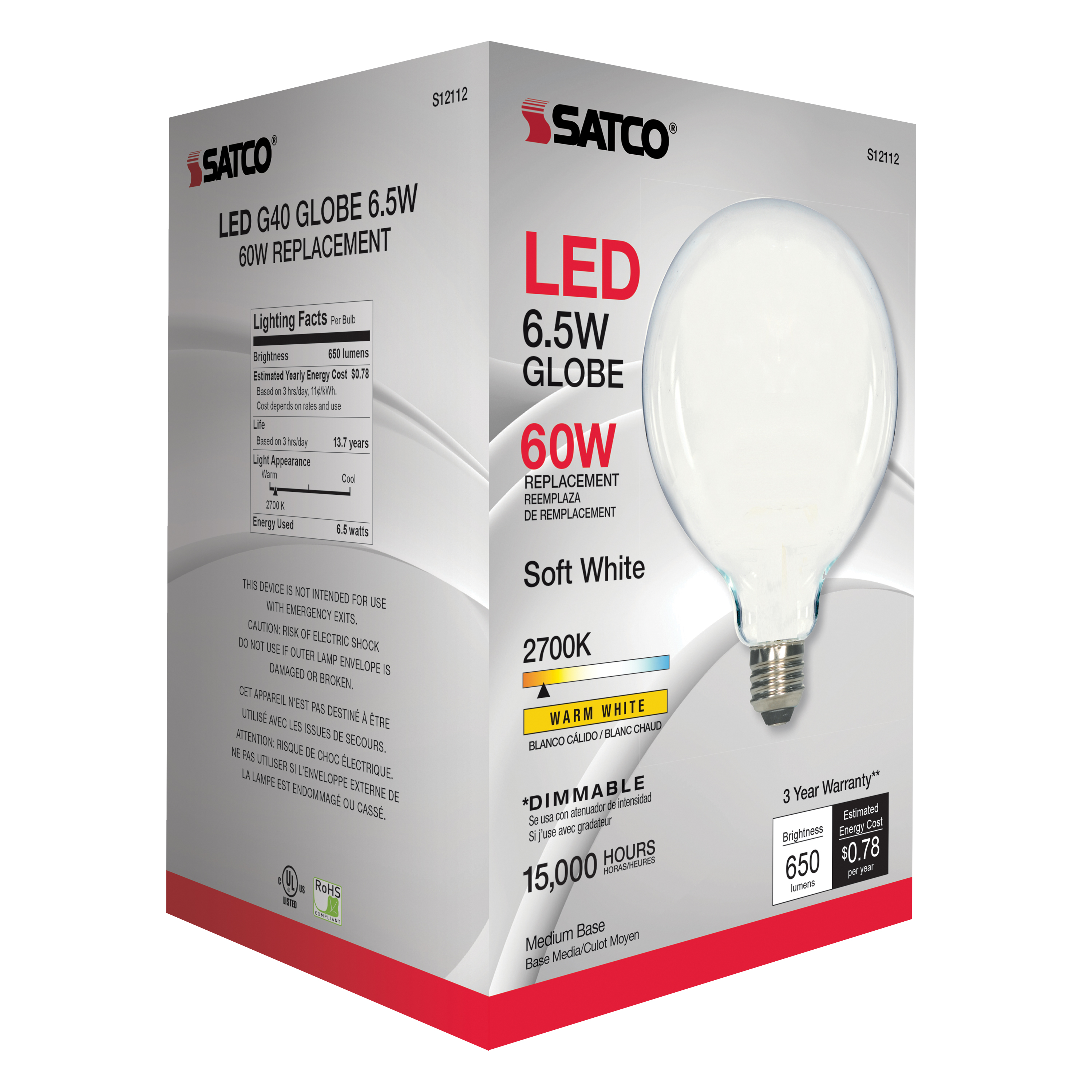 6.5G40/SW/LED/E26/27K/120V - S12112