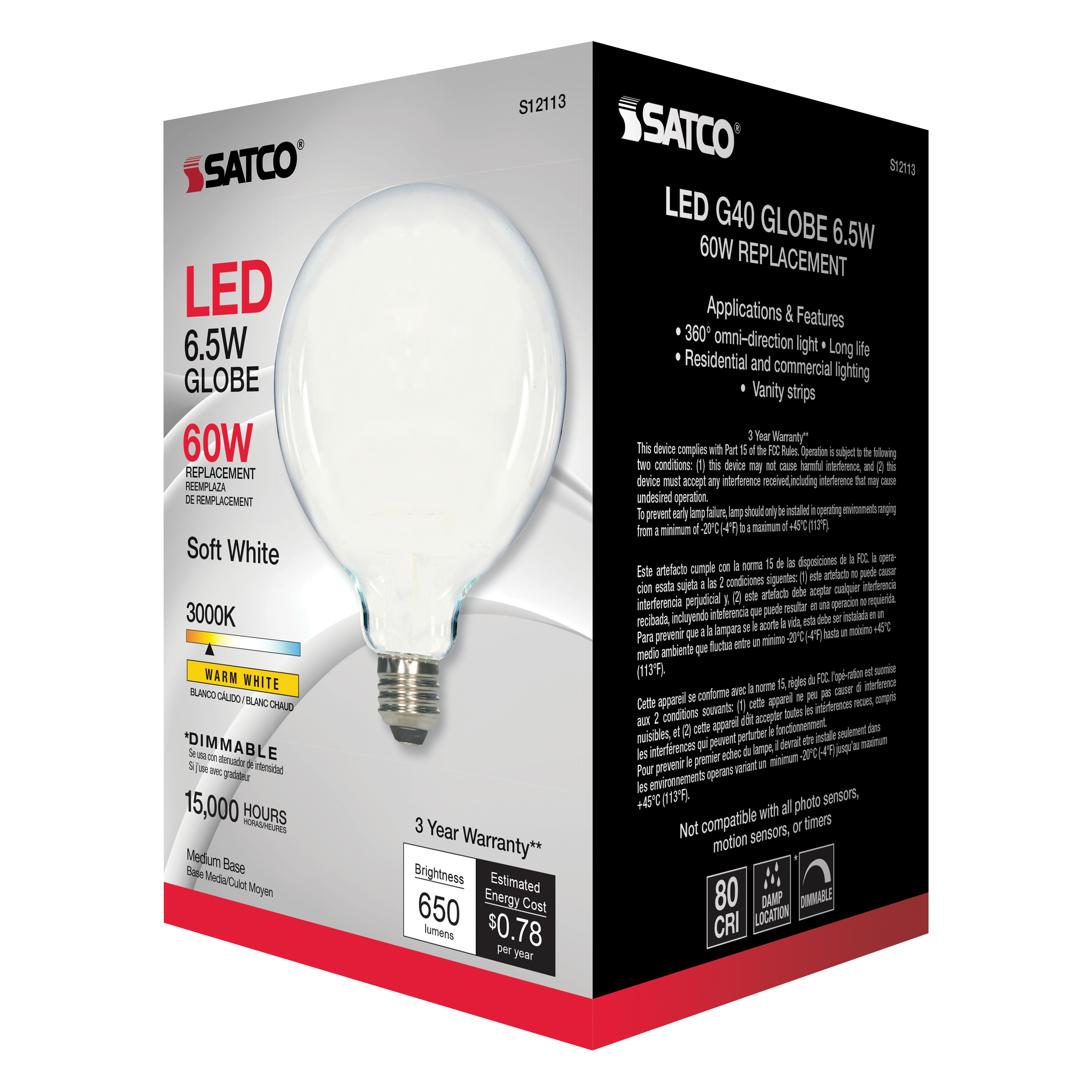 6.5G40/SW/LED/E26/3K/120V - S12113