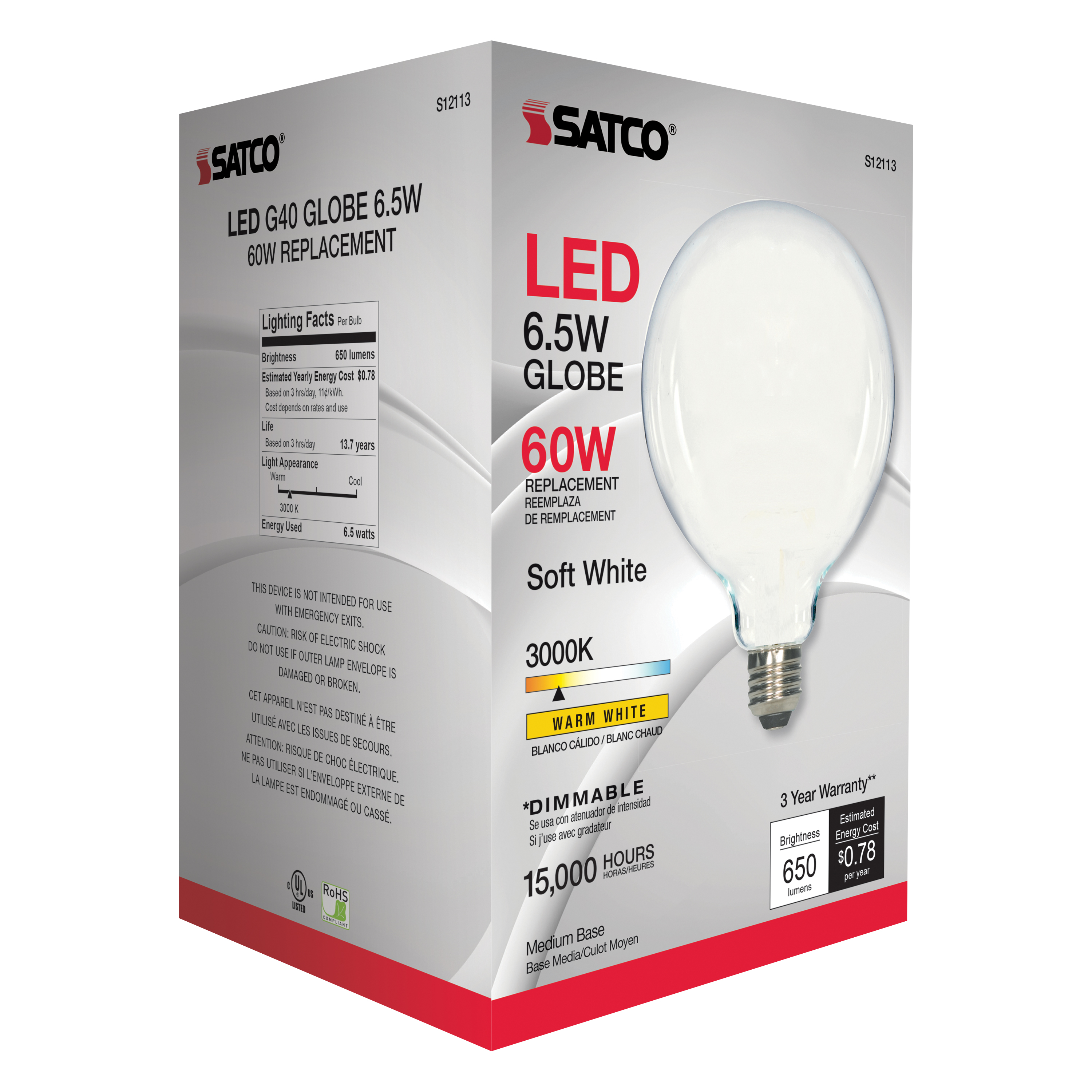 6.5G40/SW/LED/E26/3K/120V - S12113