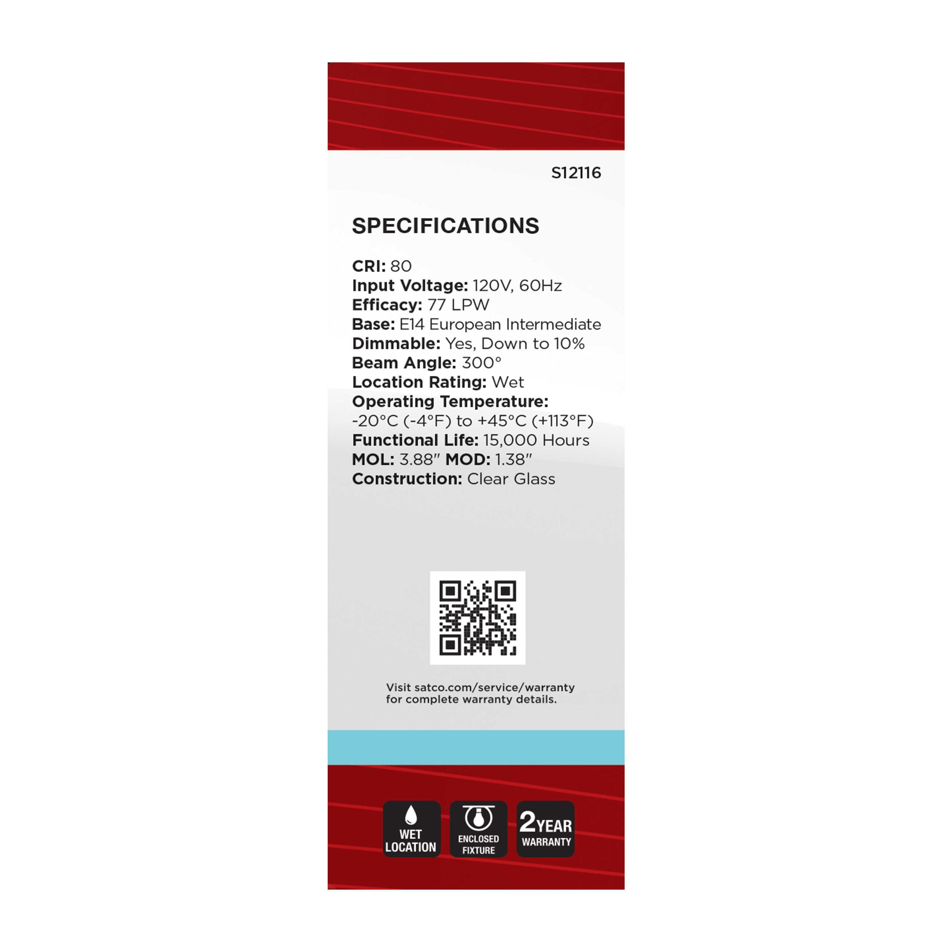 4.5W/TORP/EURO-E14/CL/840/120V - S12116