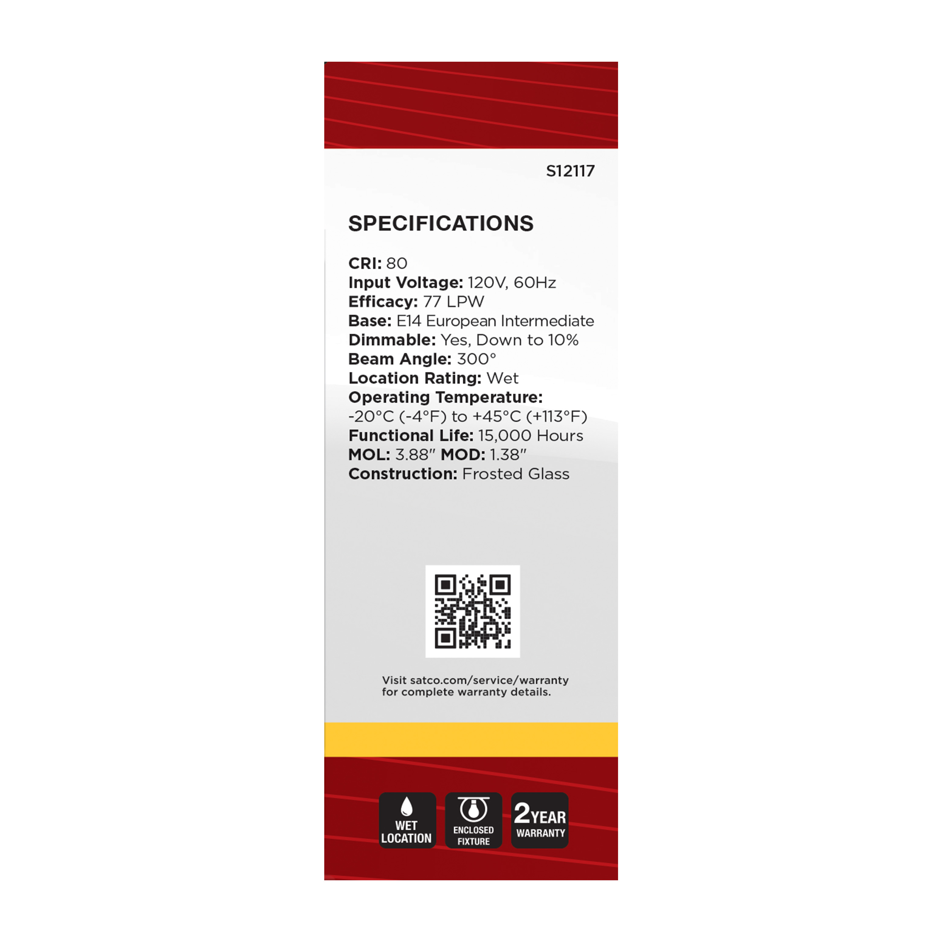 4.5W/TORP/EURO-E14/FR/830/120V - S12117