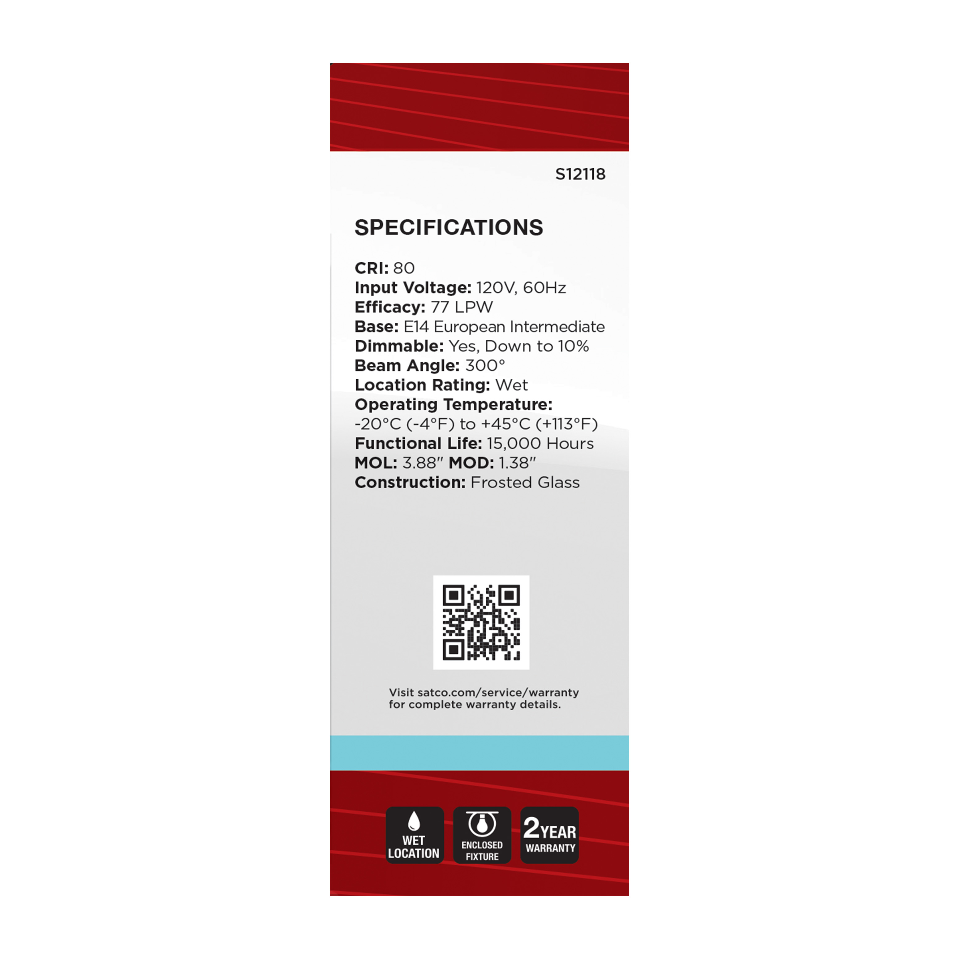 4.5W/TORP/EURO-E14/FR/840/120V - S12118