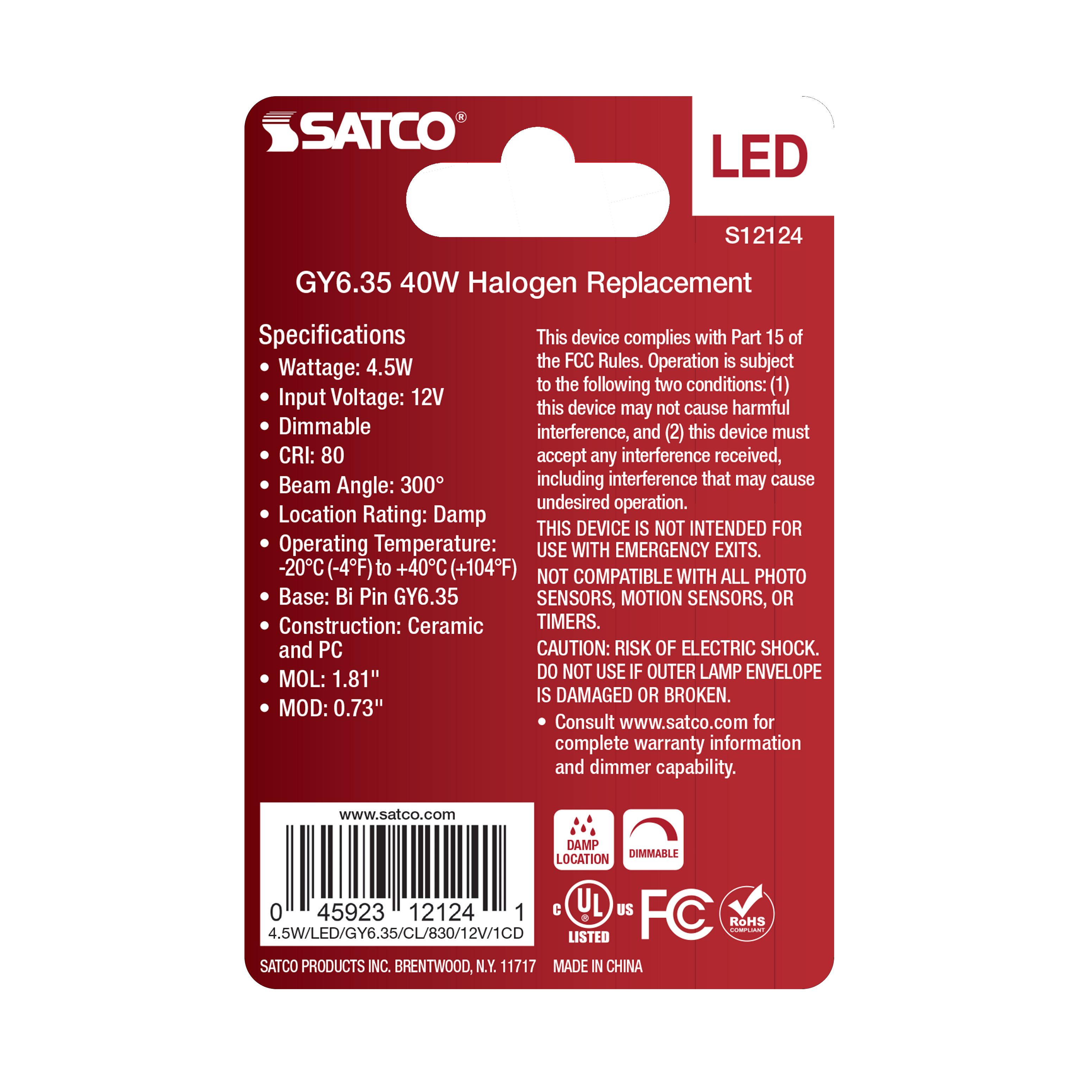 4.5W/LED/GY6.35/CL/830/12V/1CD - S12124