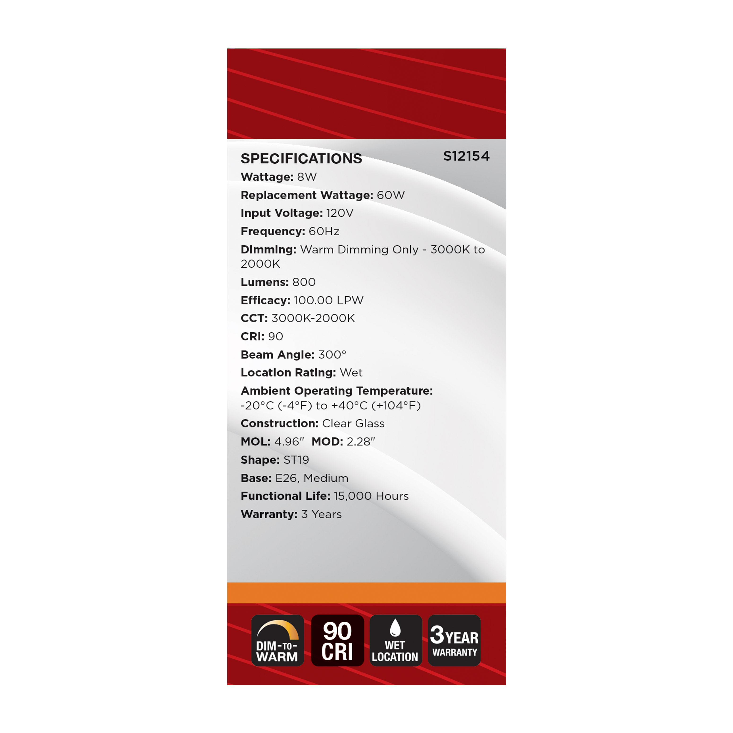 8ST19L/930WD/E26/GCYS - S12154