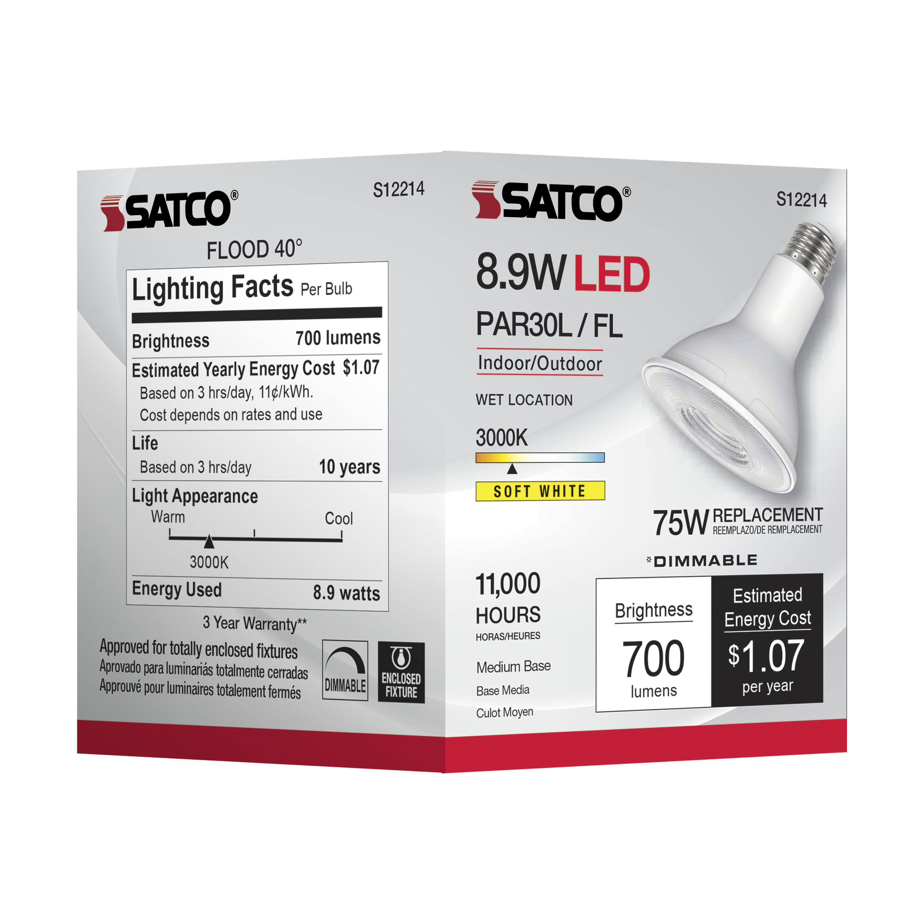 Ph830l S12214 8.9PAR30L/LED/830/FL/120V