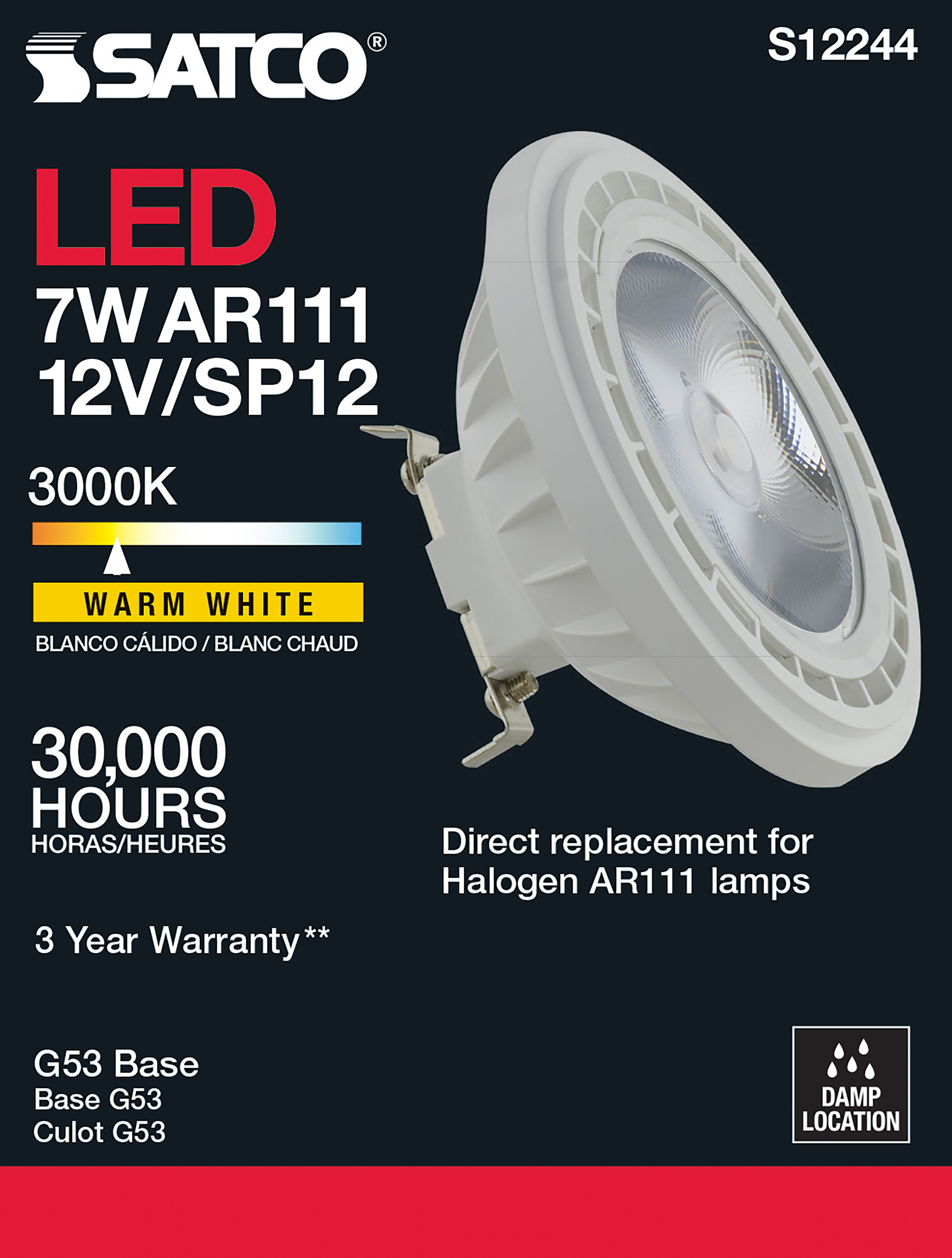 7AR111/LED/830/SP12/12V - S12244