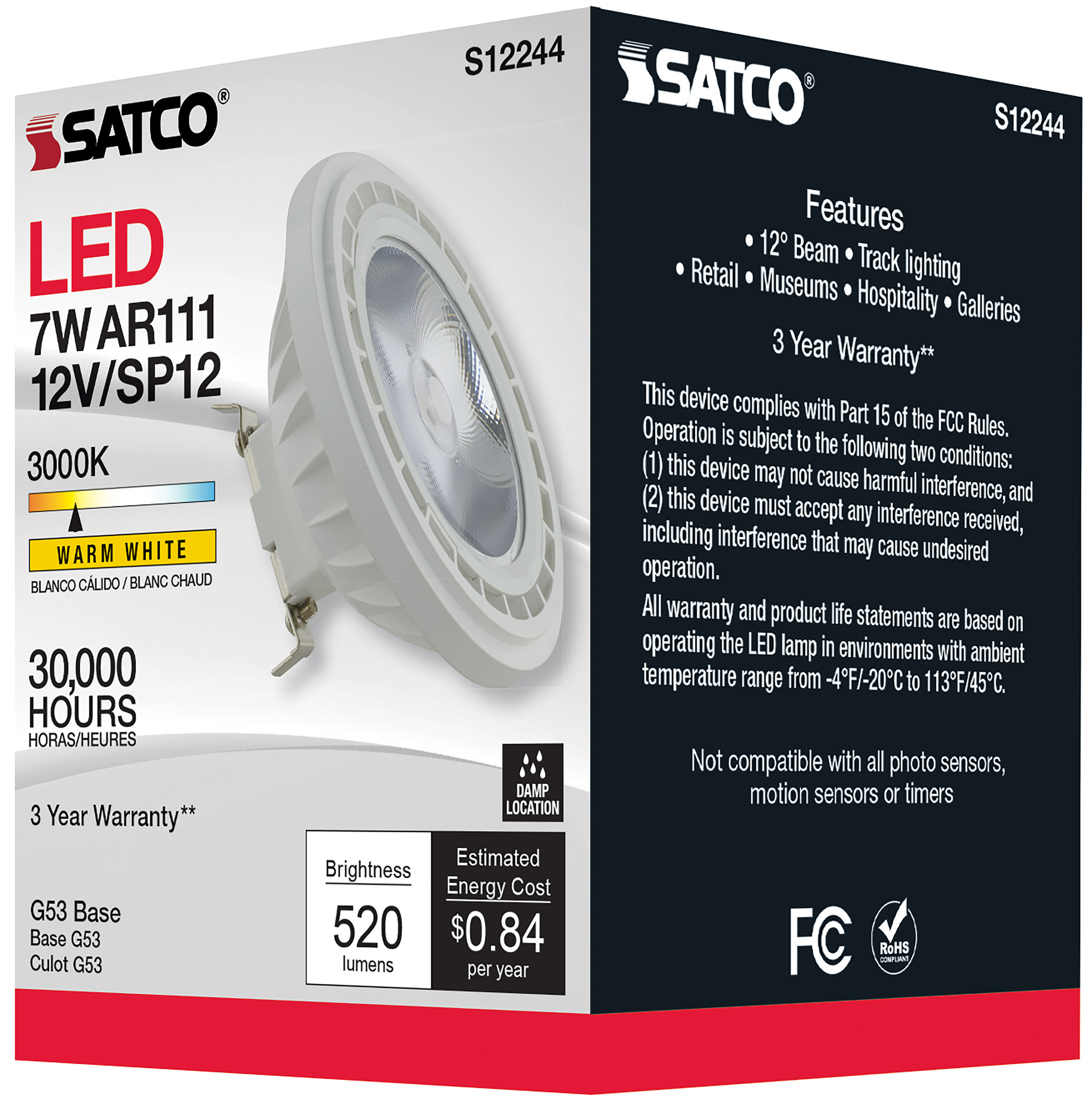 7AR111/LED/830/SP12/12V - S12244