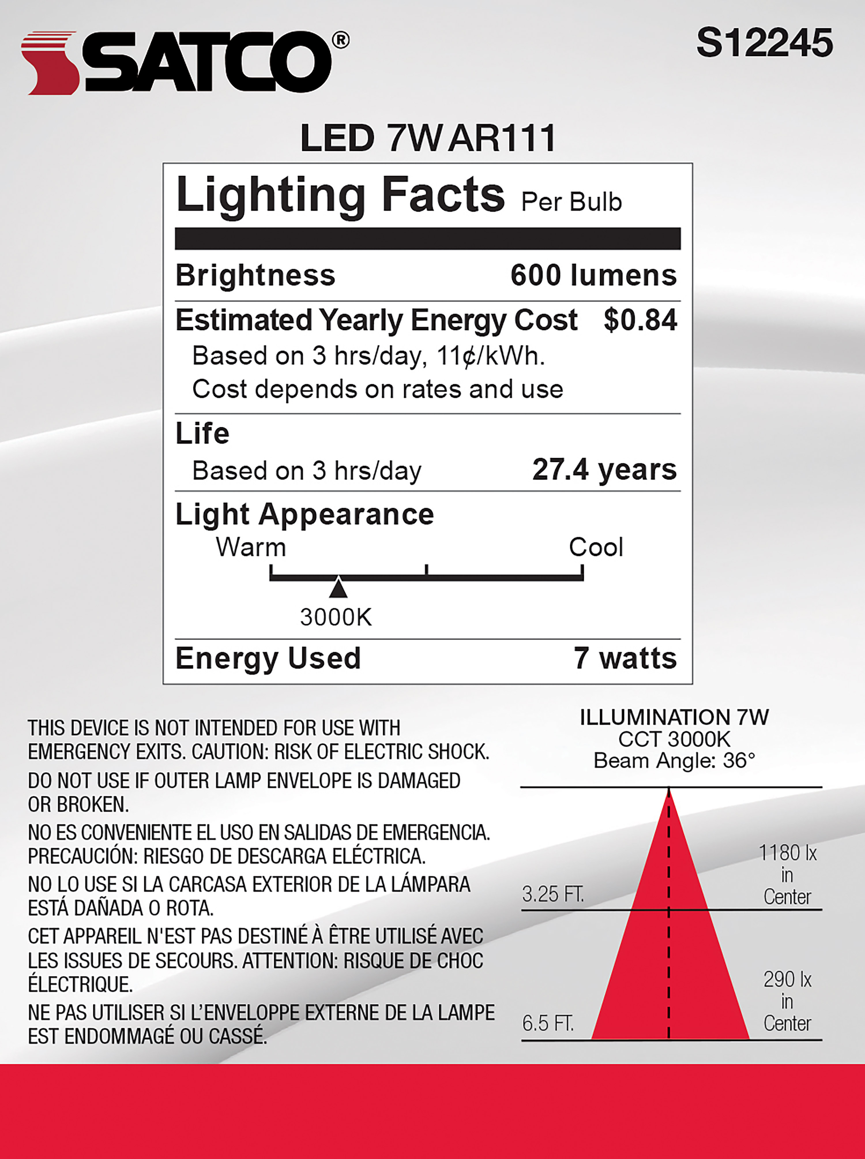7AR111/LED/830/FL36/12V - S12245