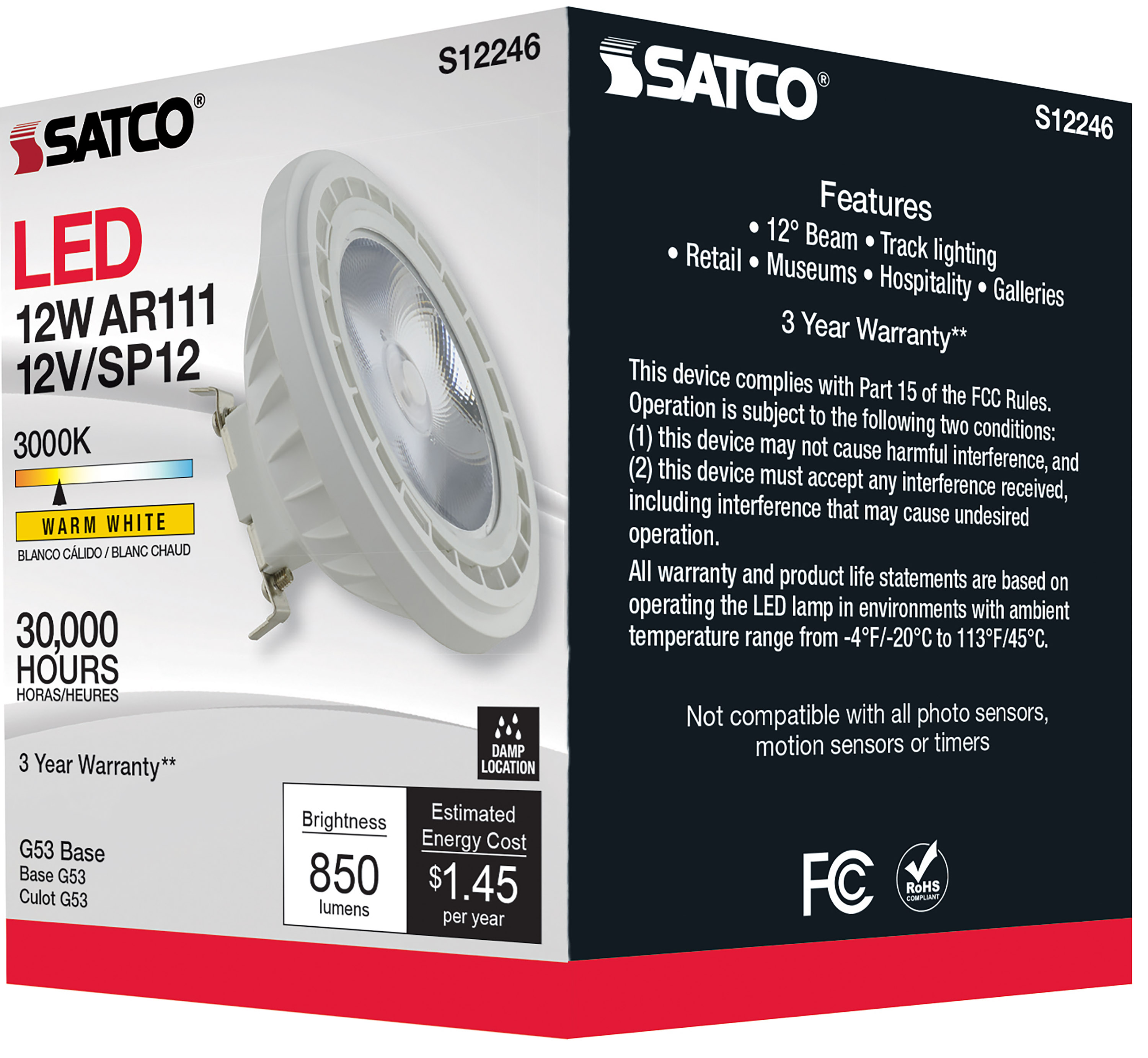 12AR111/LED/830/SP12/12V - S12246