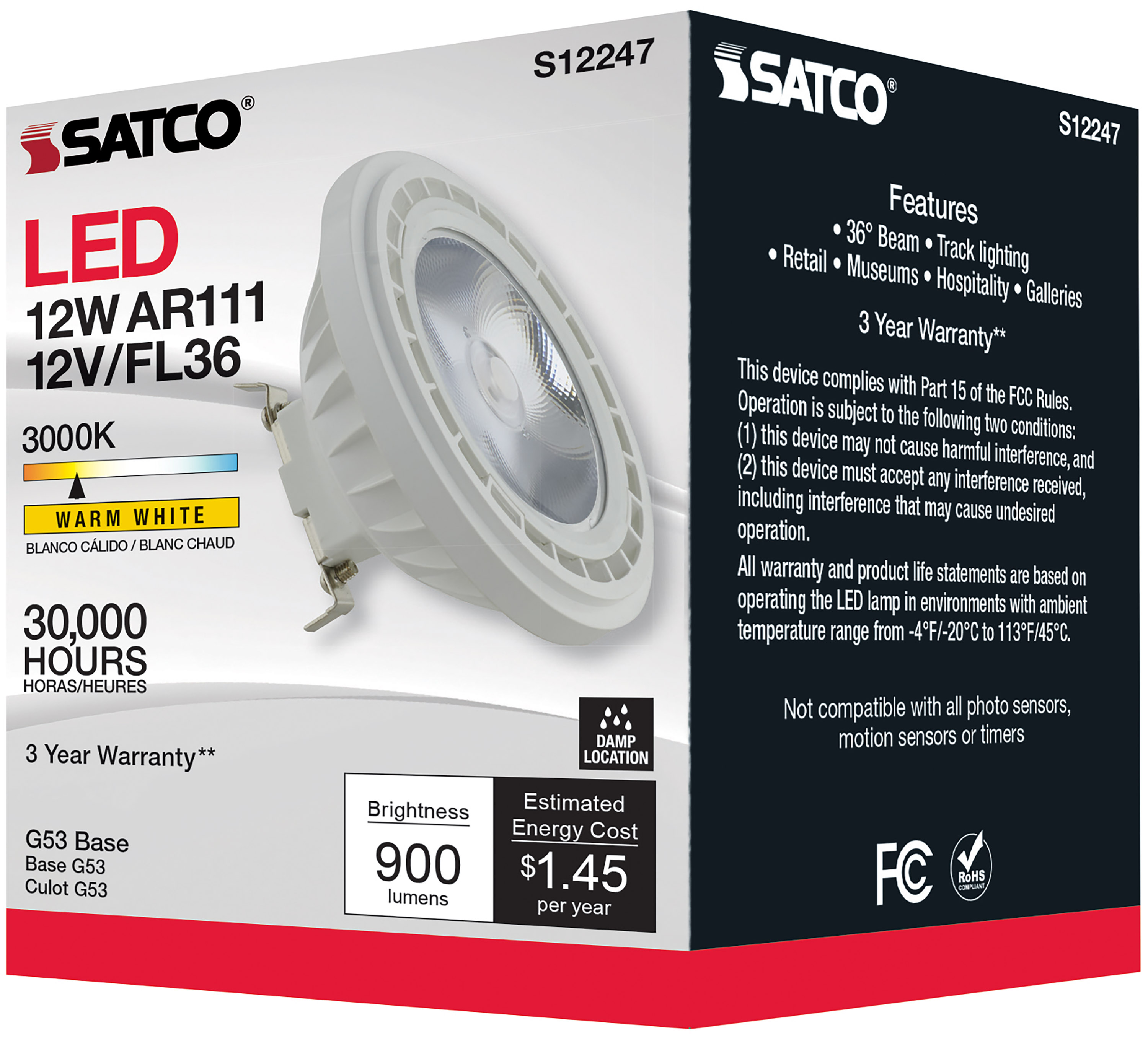 12AR111/LED/830/FL36/12V - S12247