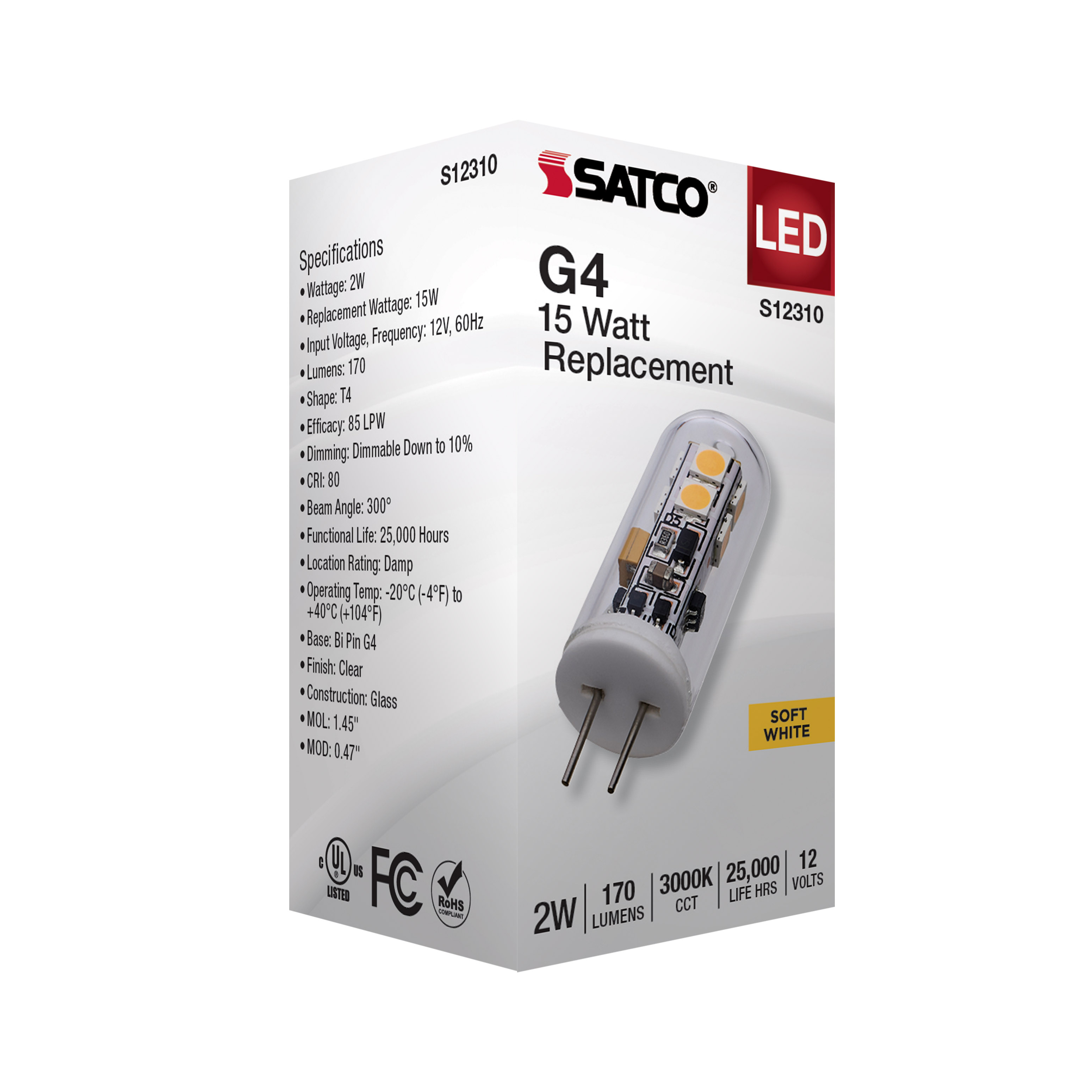 2W/LED/G4/CL/830/12V - S12310