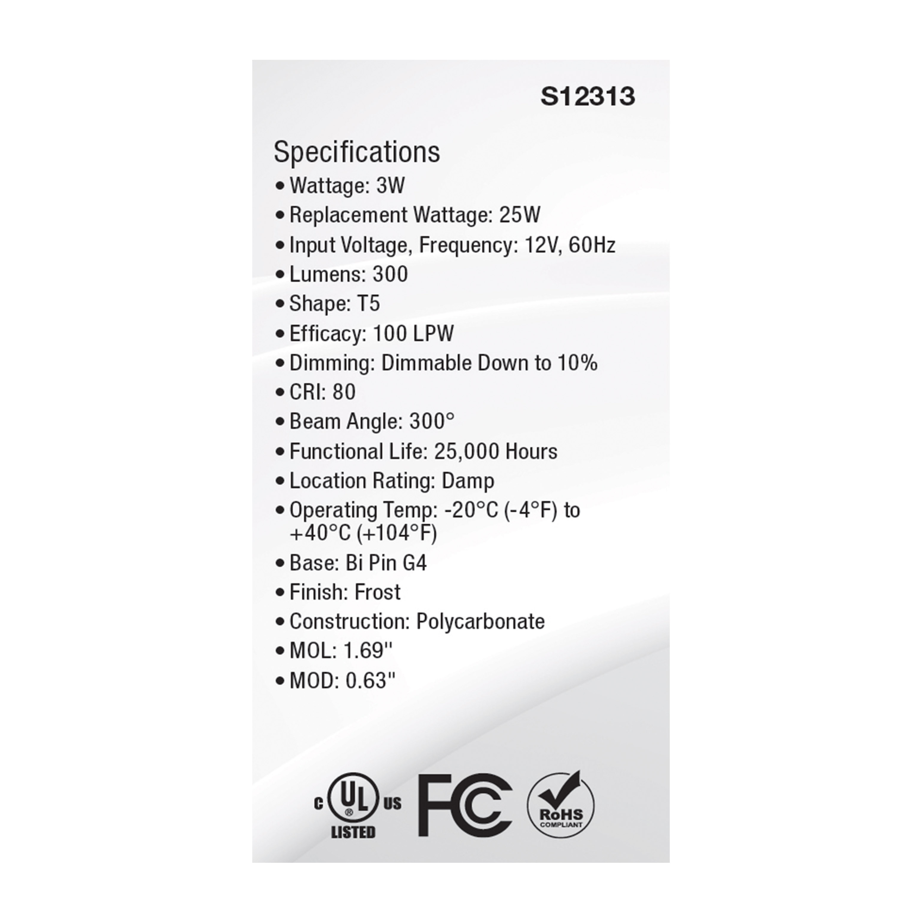 3W/LED/G4/FR/830/12V - S12313