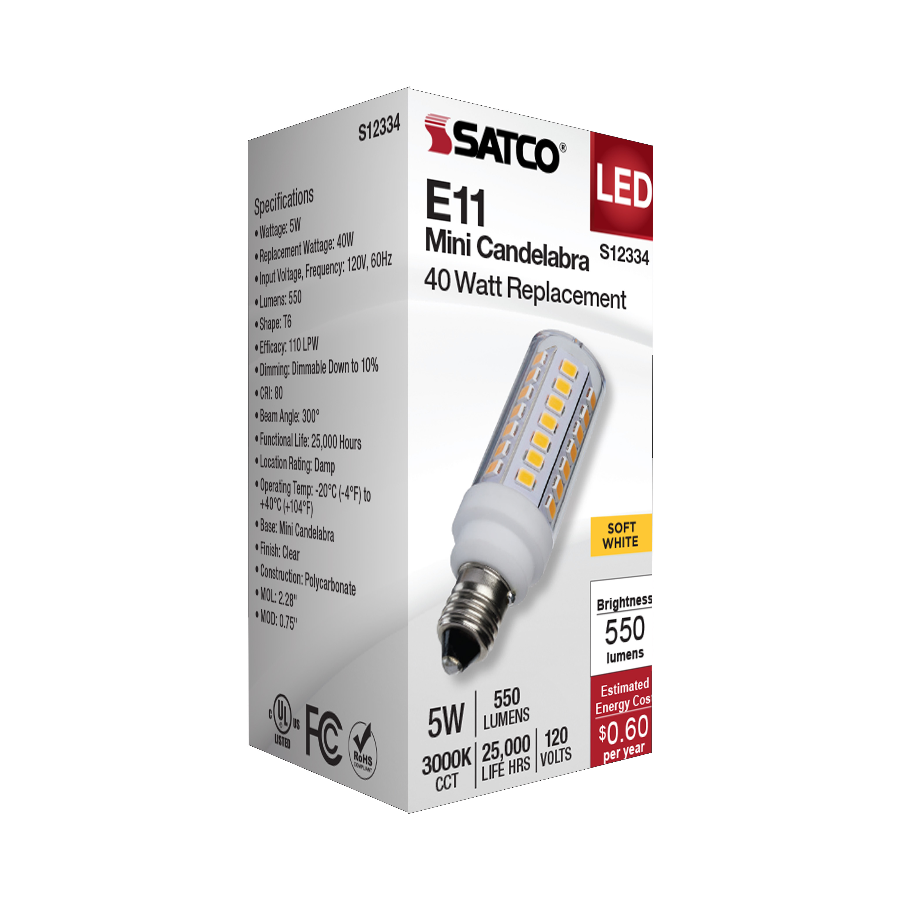 5W/LED/E11/CL/830/120V - S12334