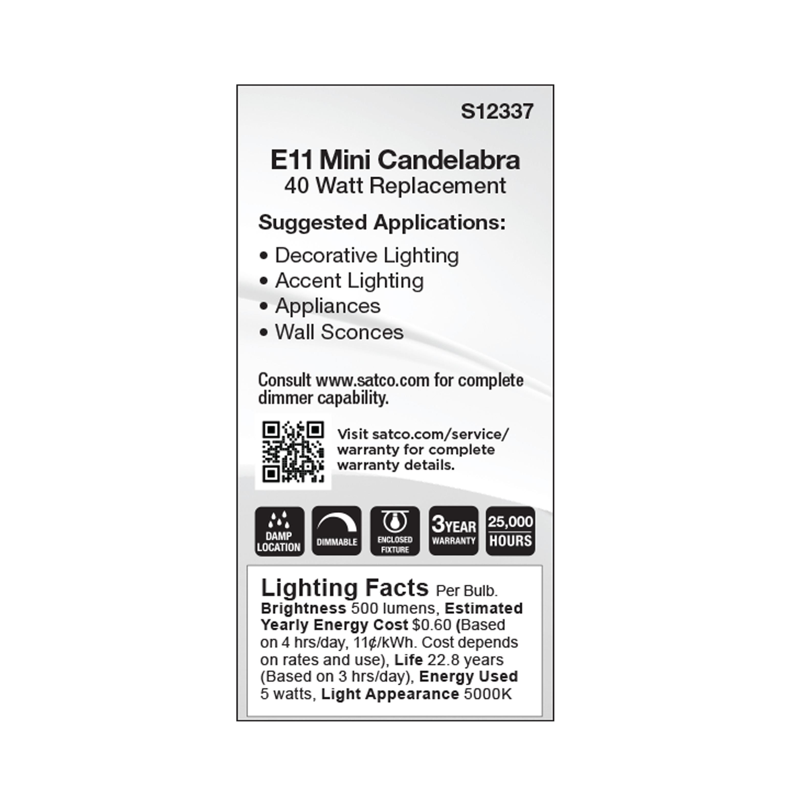 5W/LED/E11/FR/850/120V - S12337