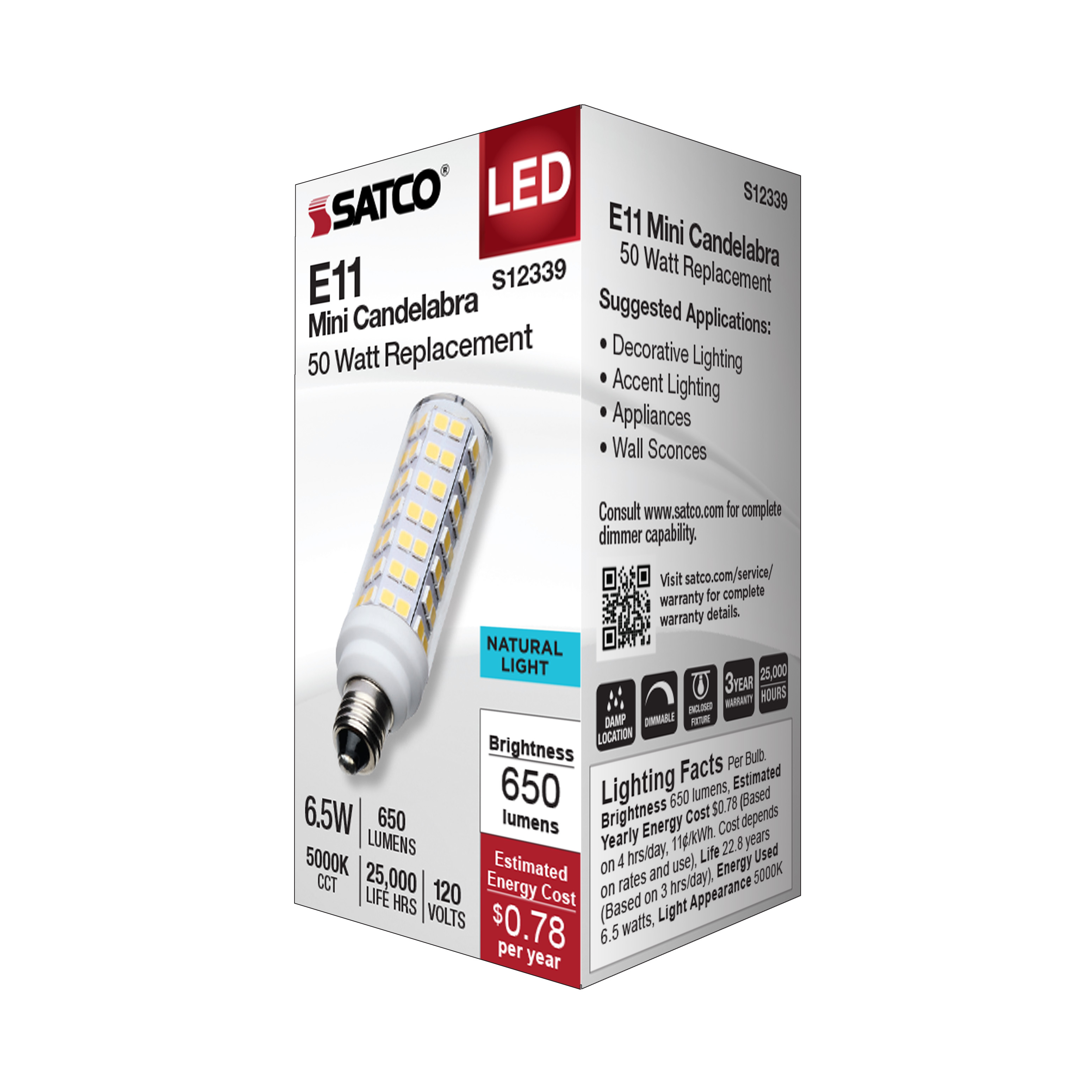 6.5W/LED/E11/CL/850/120V - S12339