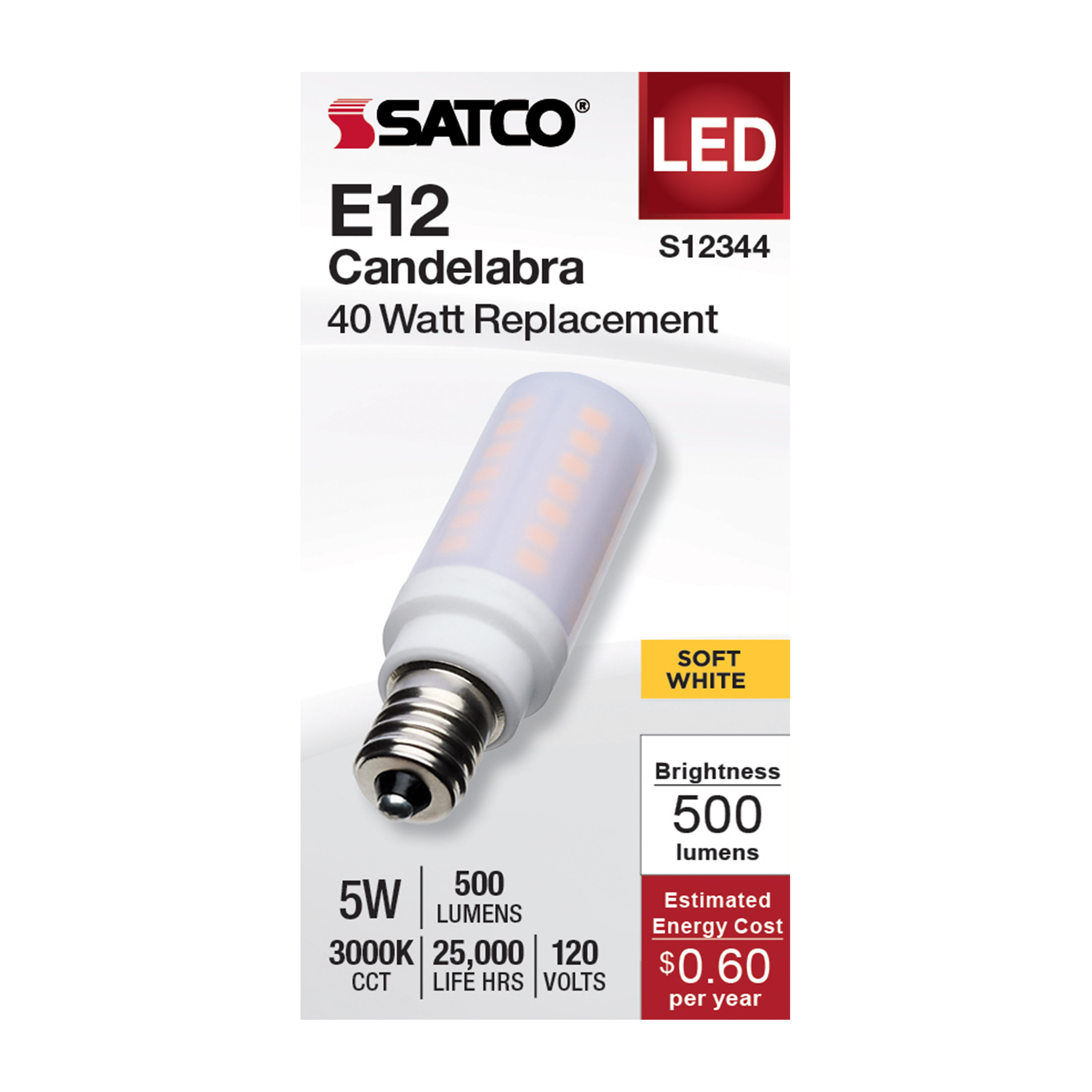 S12344 5W/LED/E12/FR/830/120V