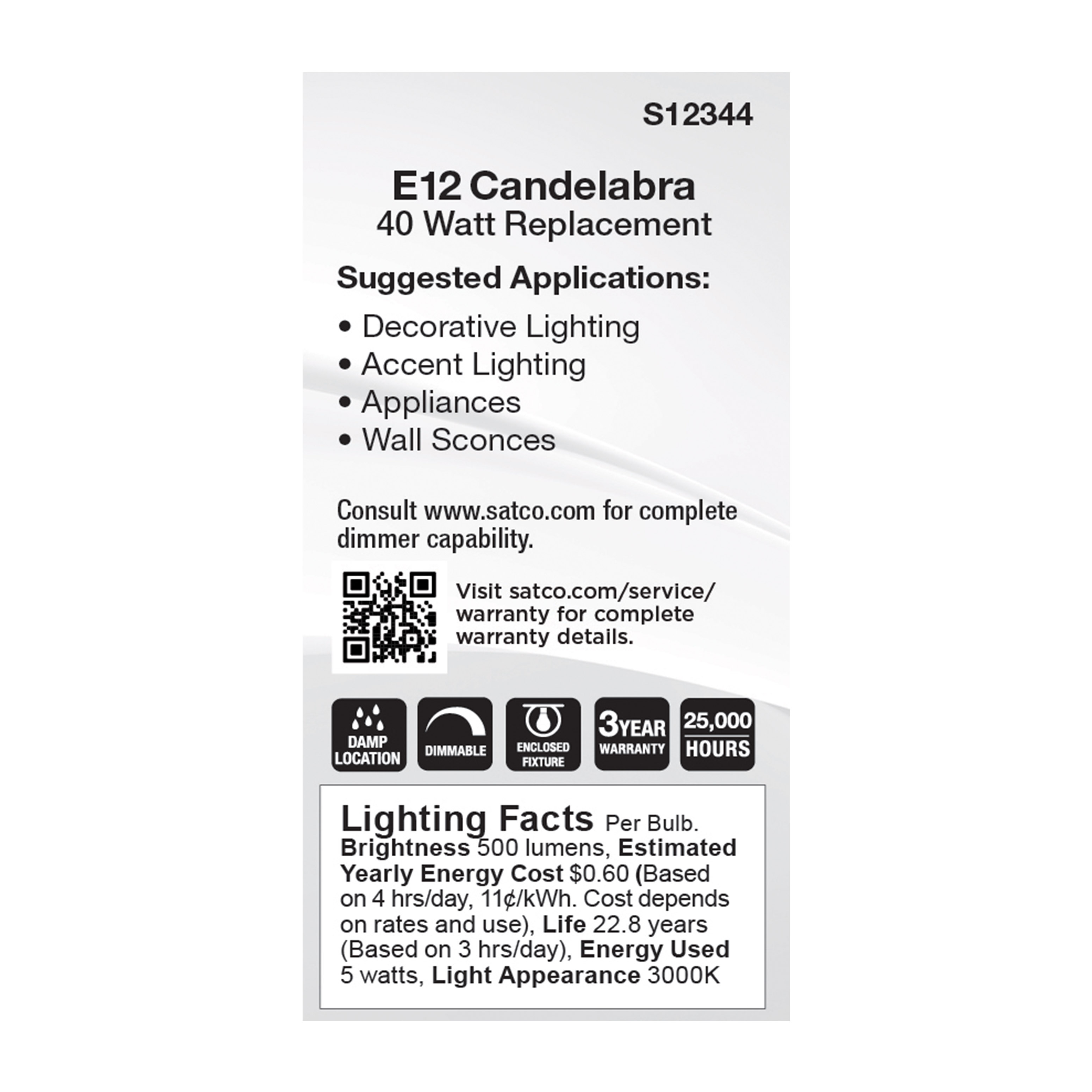 5W/LED/E12/FR/830/120V - S12344