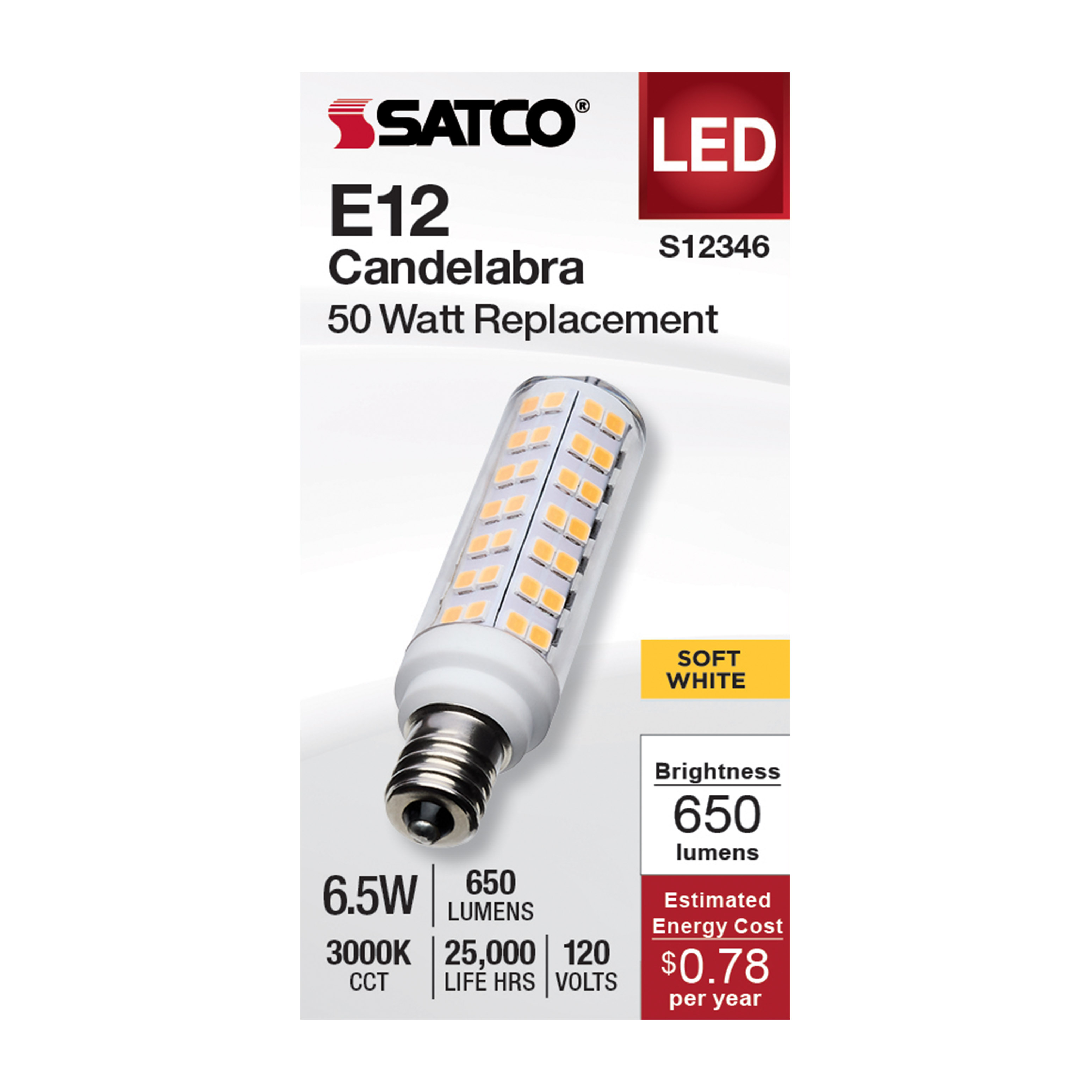 6.5W/LED/E12/CL/830/120V - S12346