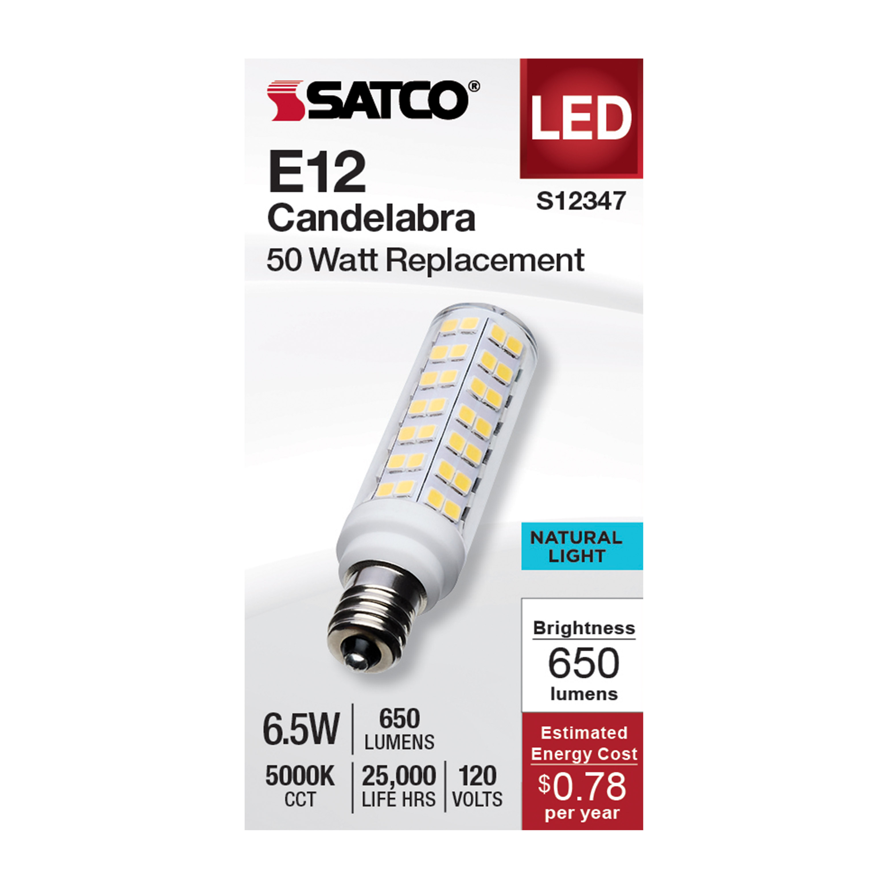 6.5W/LED/E12/CL/850/120V - S12347