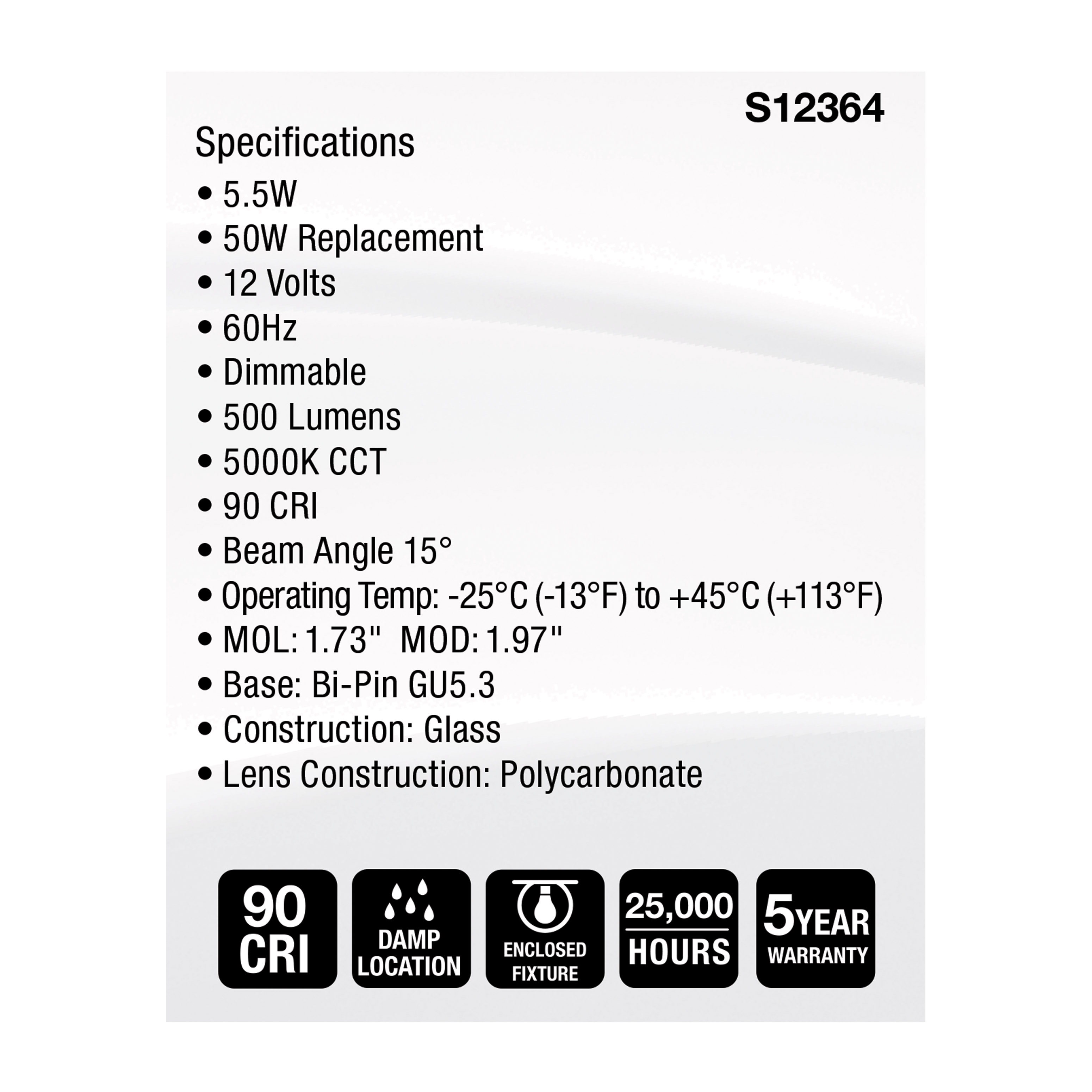 5.5MR16/GB/950/SP15/12V - S12364
