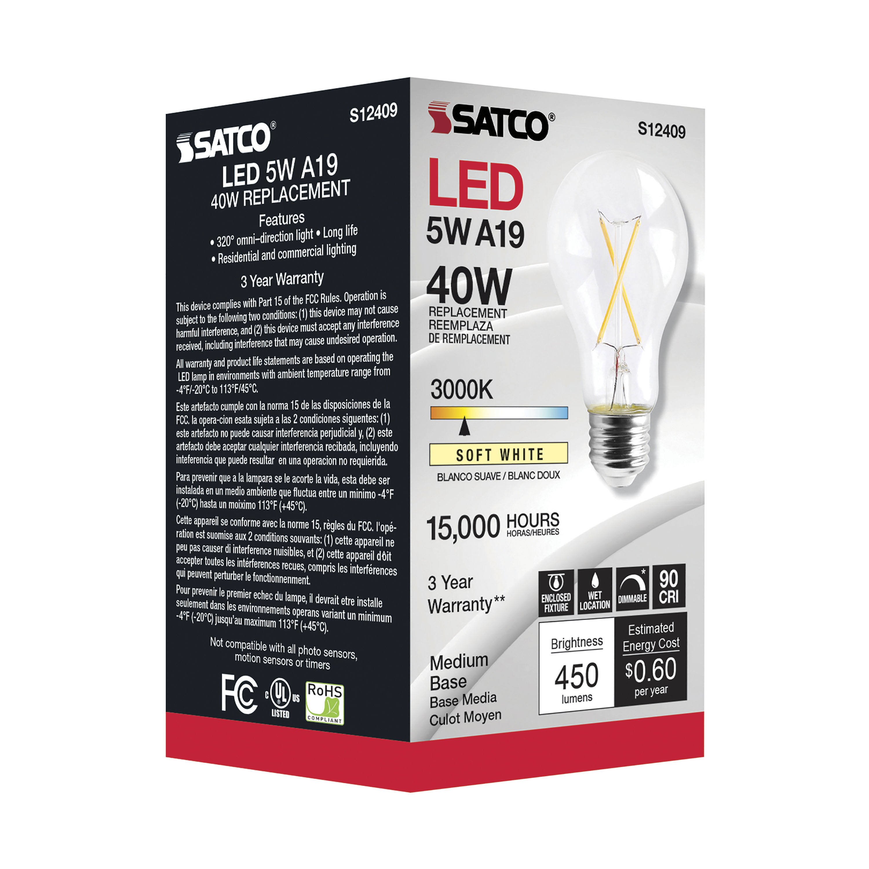 5A19/CL/LED/E26/930/120V - S12409