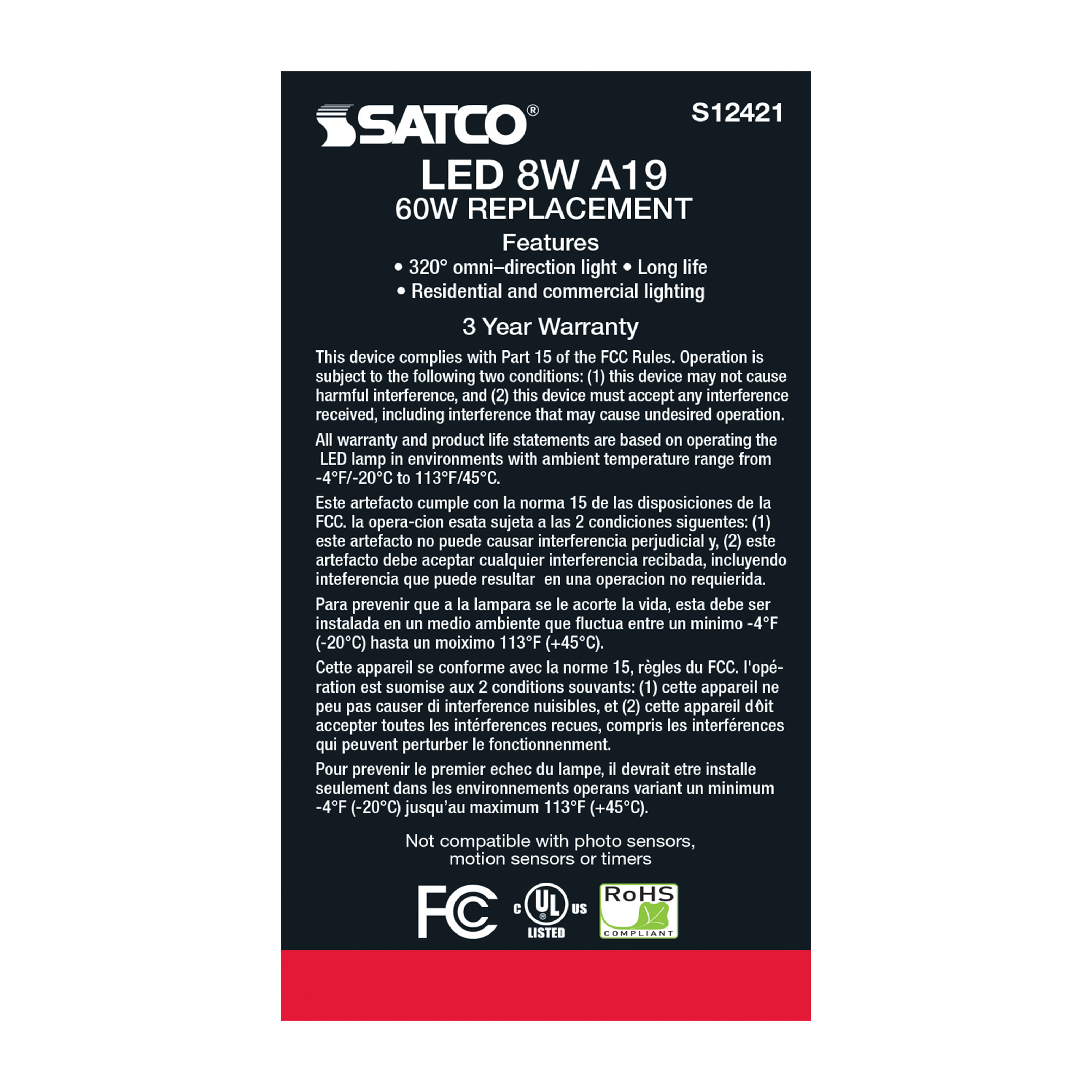 6A19/SLV/LED/E26/927/120V - S12421