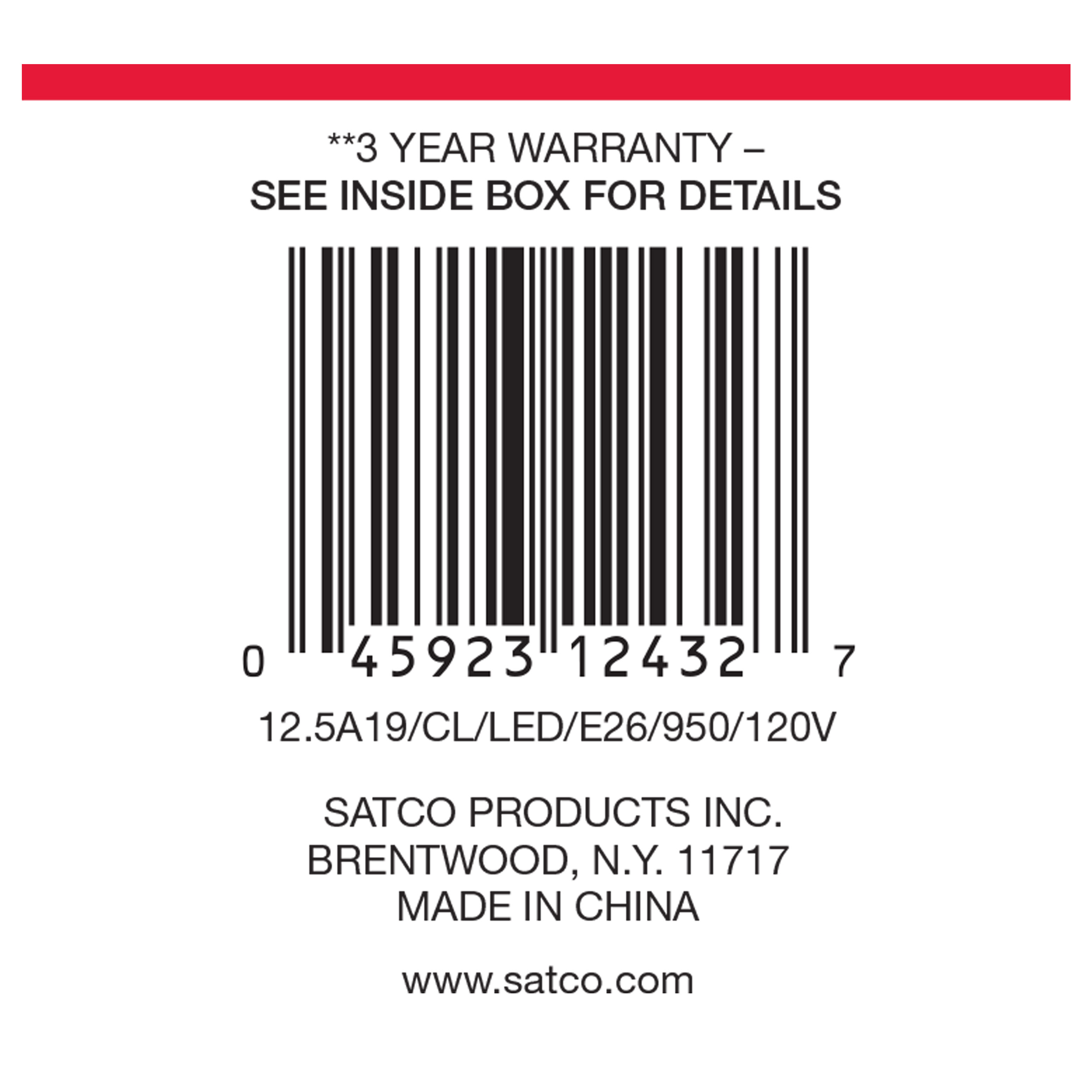 12.5A19/CL/LED/E26/950/120V - S12432