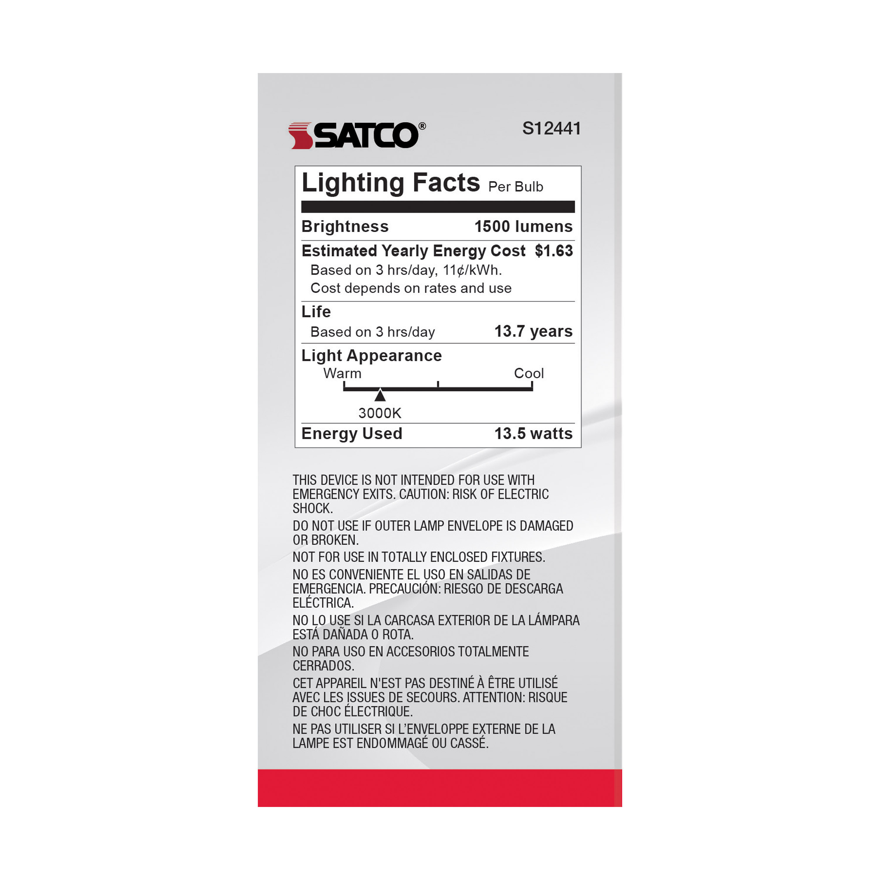 13.5A19/SW/LED/930/120V/4PK - S12441