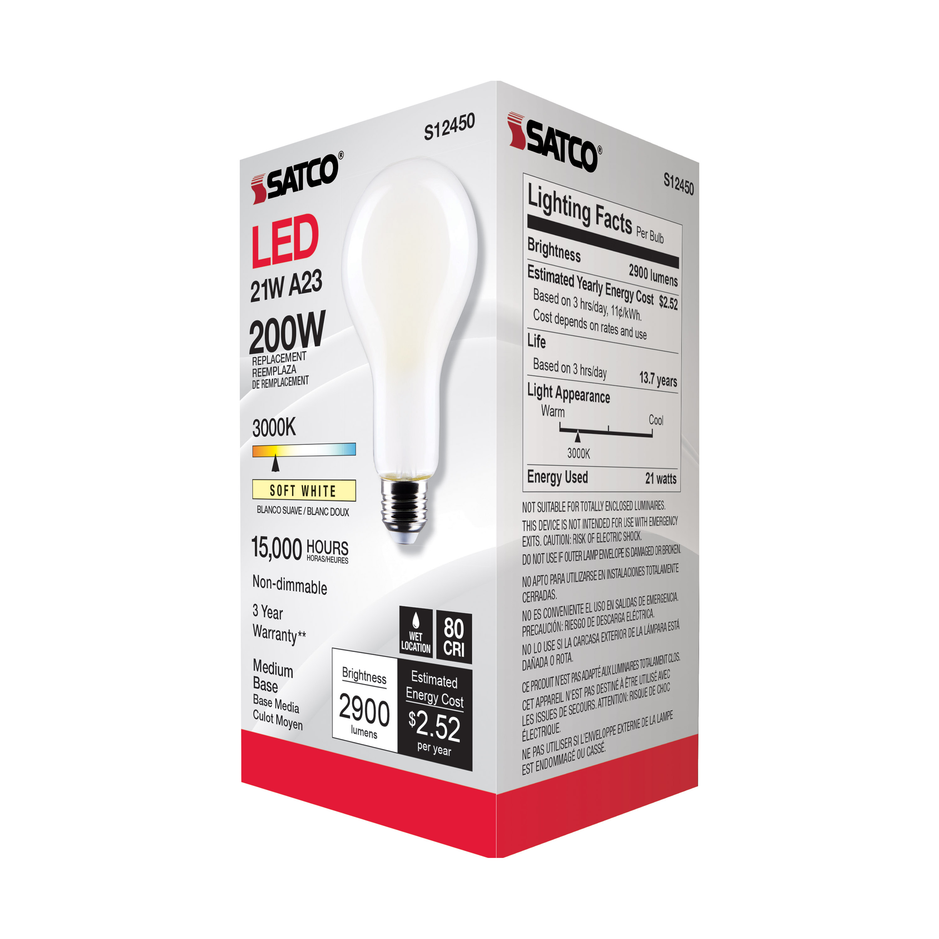 21A23/FR/LED/E26/830/120V/ND - S12450