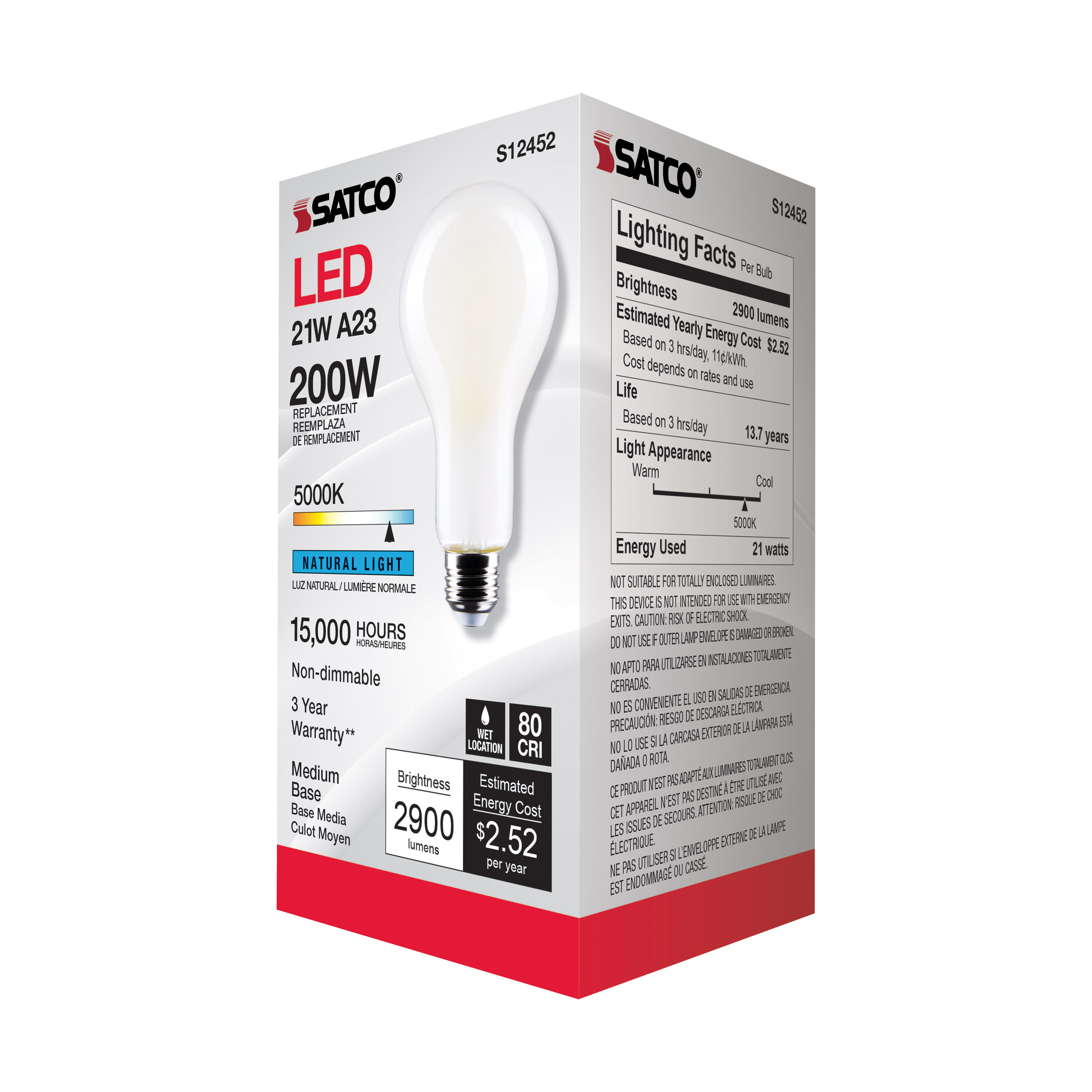 S12452 21A23/FR/LED/E26/850/120V/ND