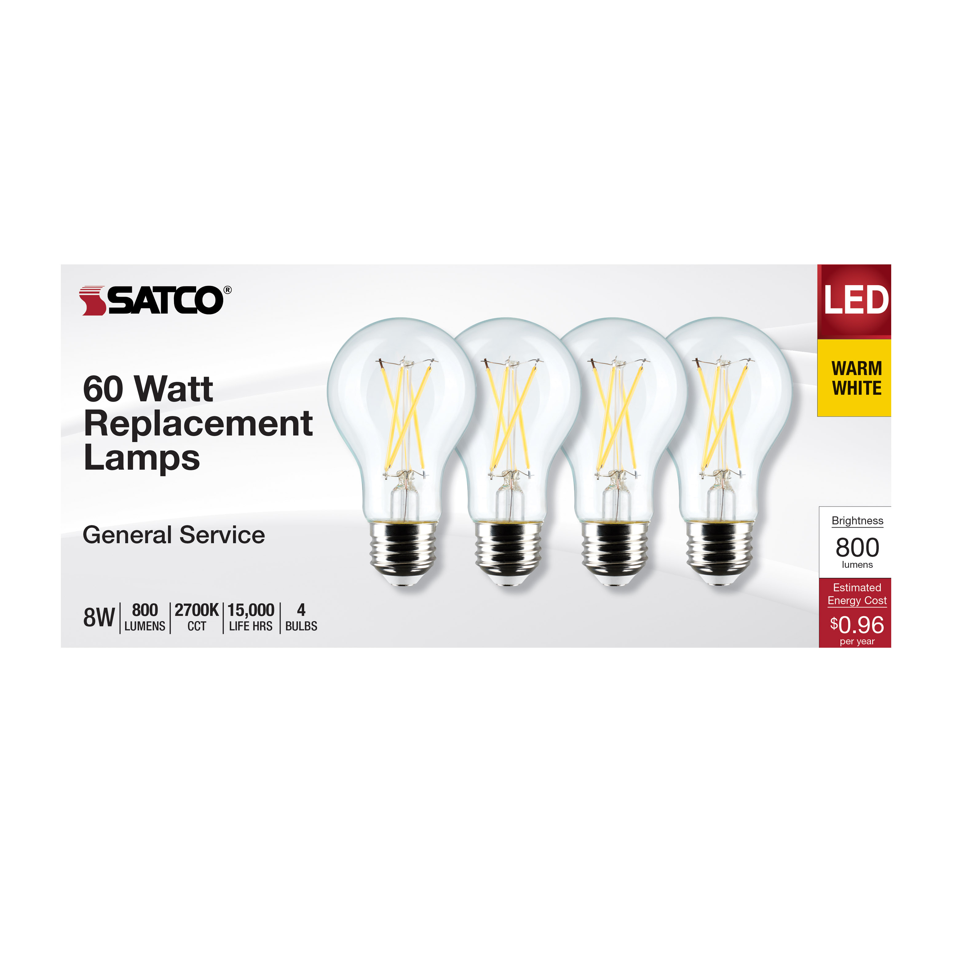 8A19/CL/4PK/E26/927/LED/120V - S12462