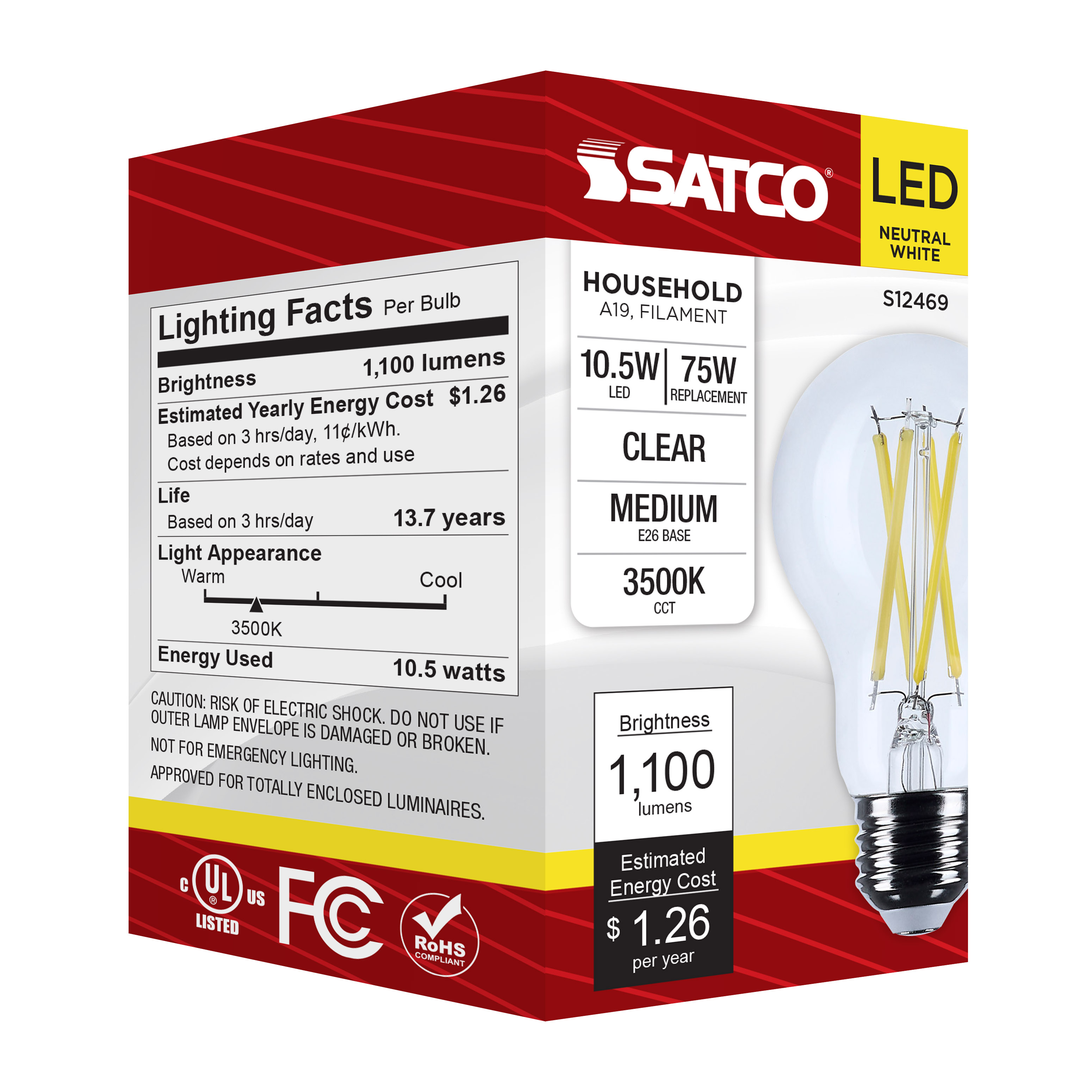 10.5A19/CL/LED/E26/935/120V - S12469