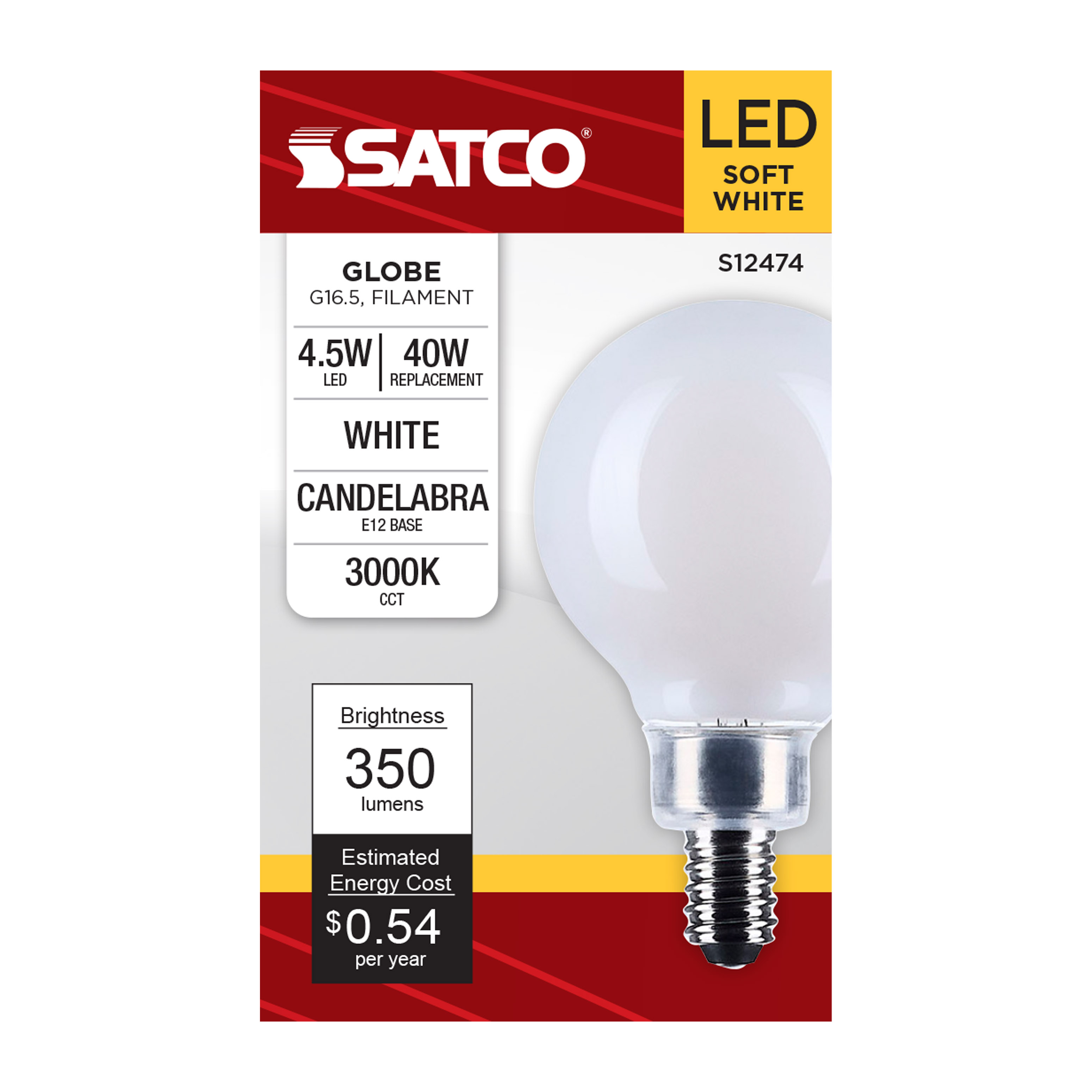 4.5G16.5/LED/WH/930/120V/E12 - S12474