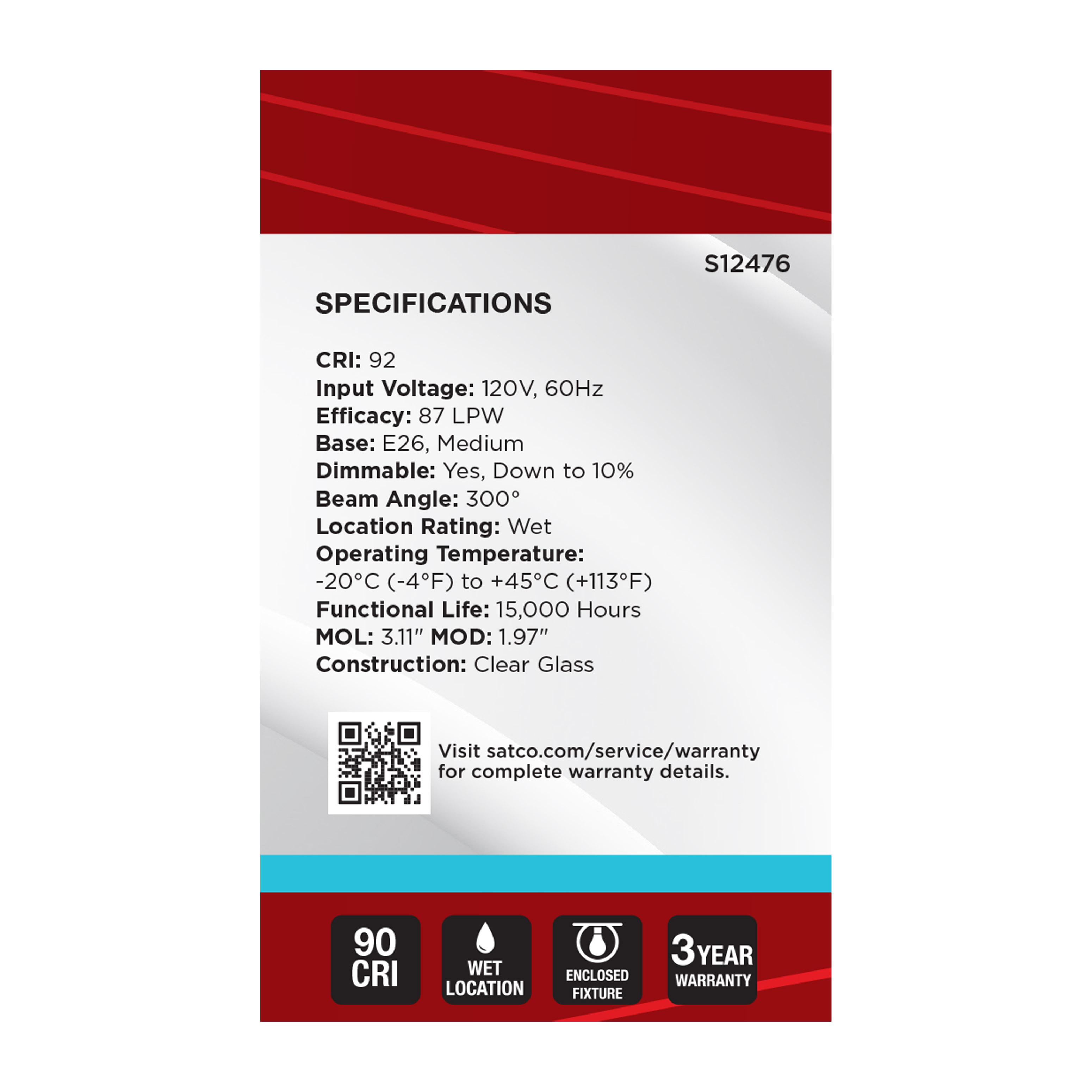 4G16.5/LED/CL/950/120V/E26 - S12476