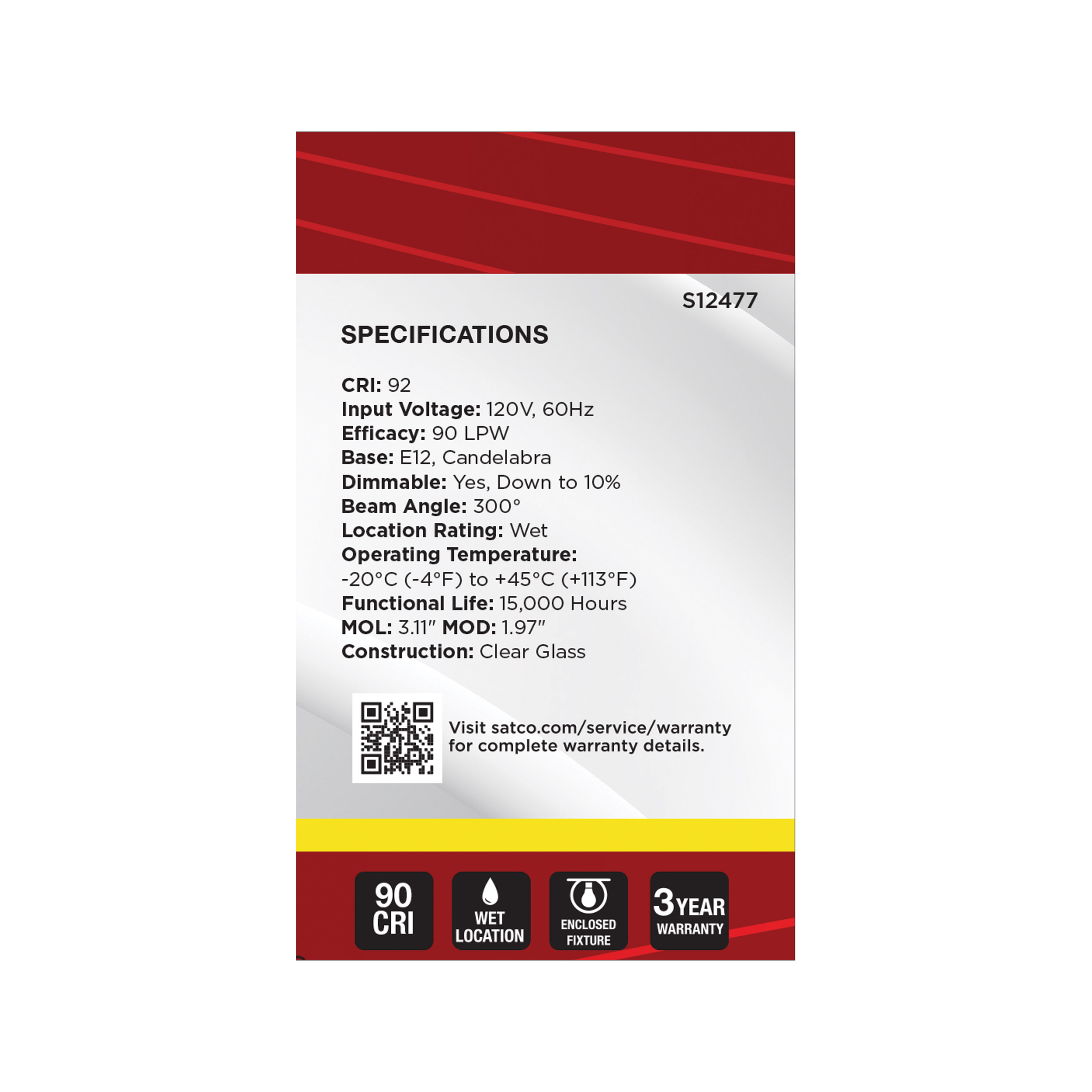 5.5G16.5/LED/CL/935/120V/E12 - S12477