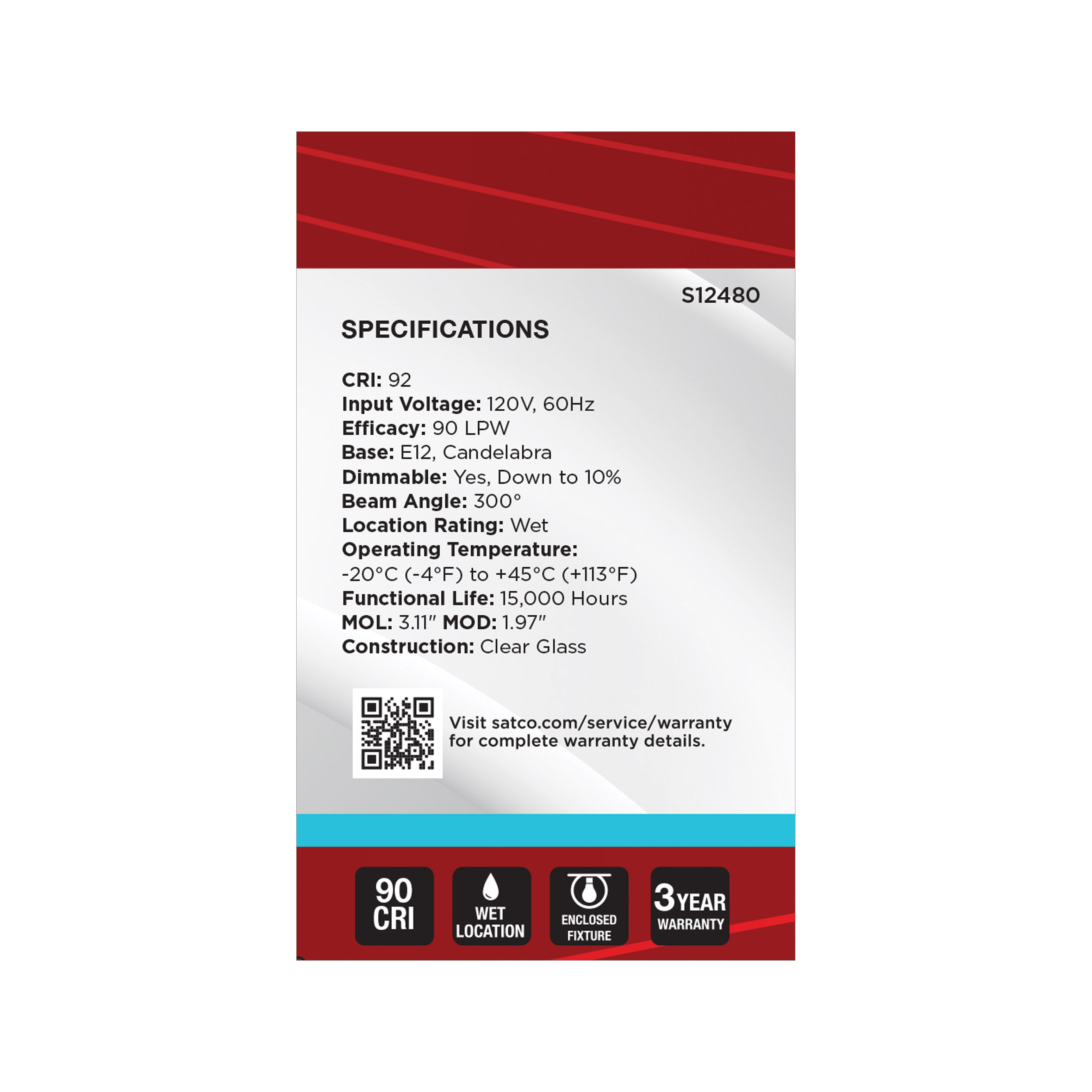 5.5G16.5/LED/CL/950/120V/E26 - S12480