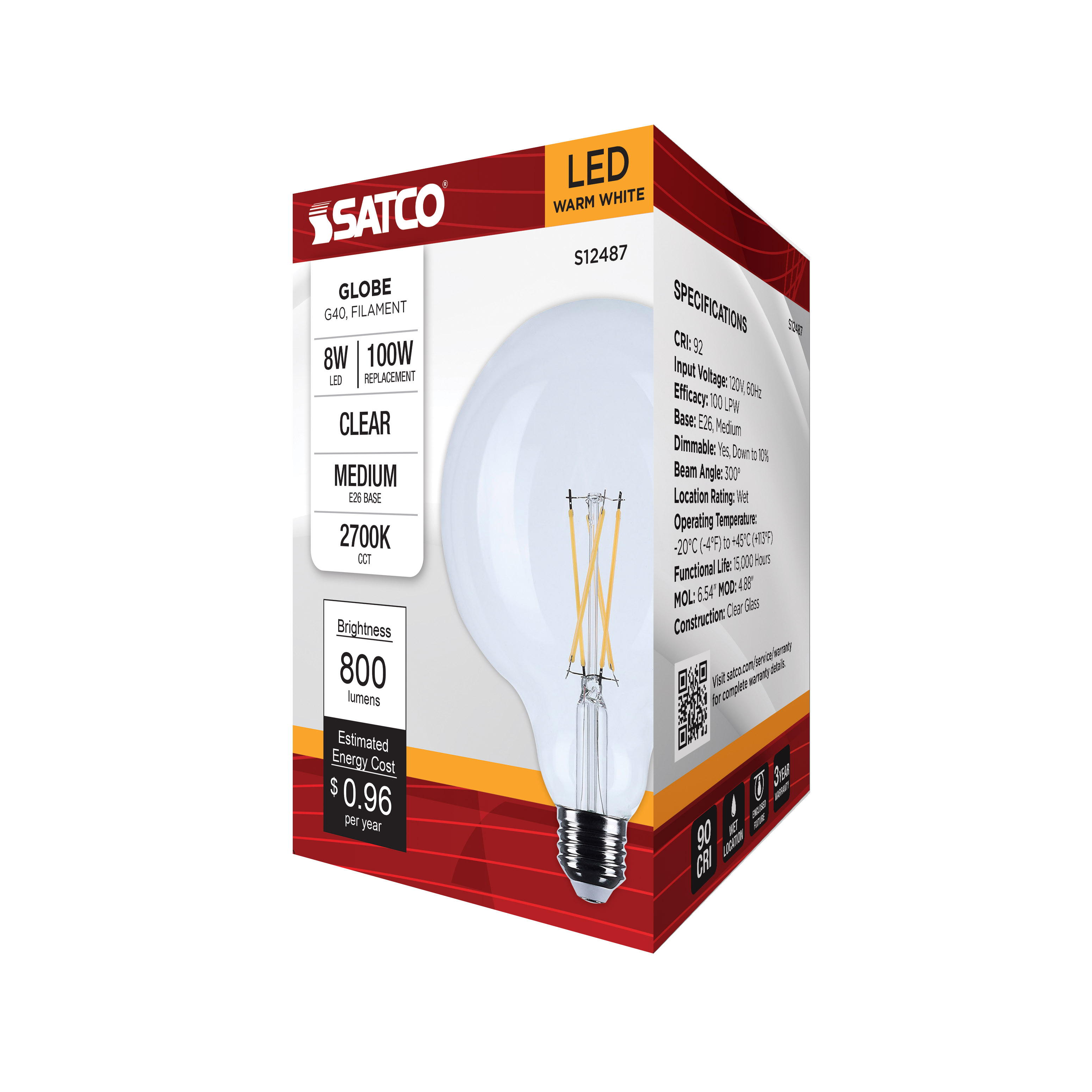8G40/CL/LED/E26/927/120V - S12487
