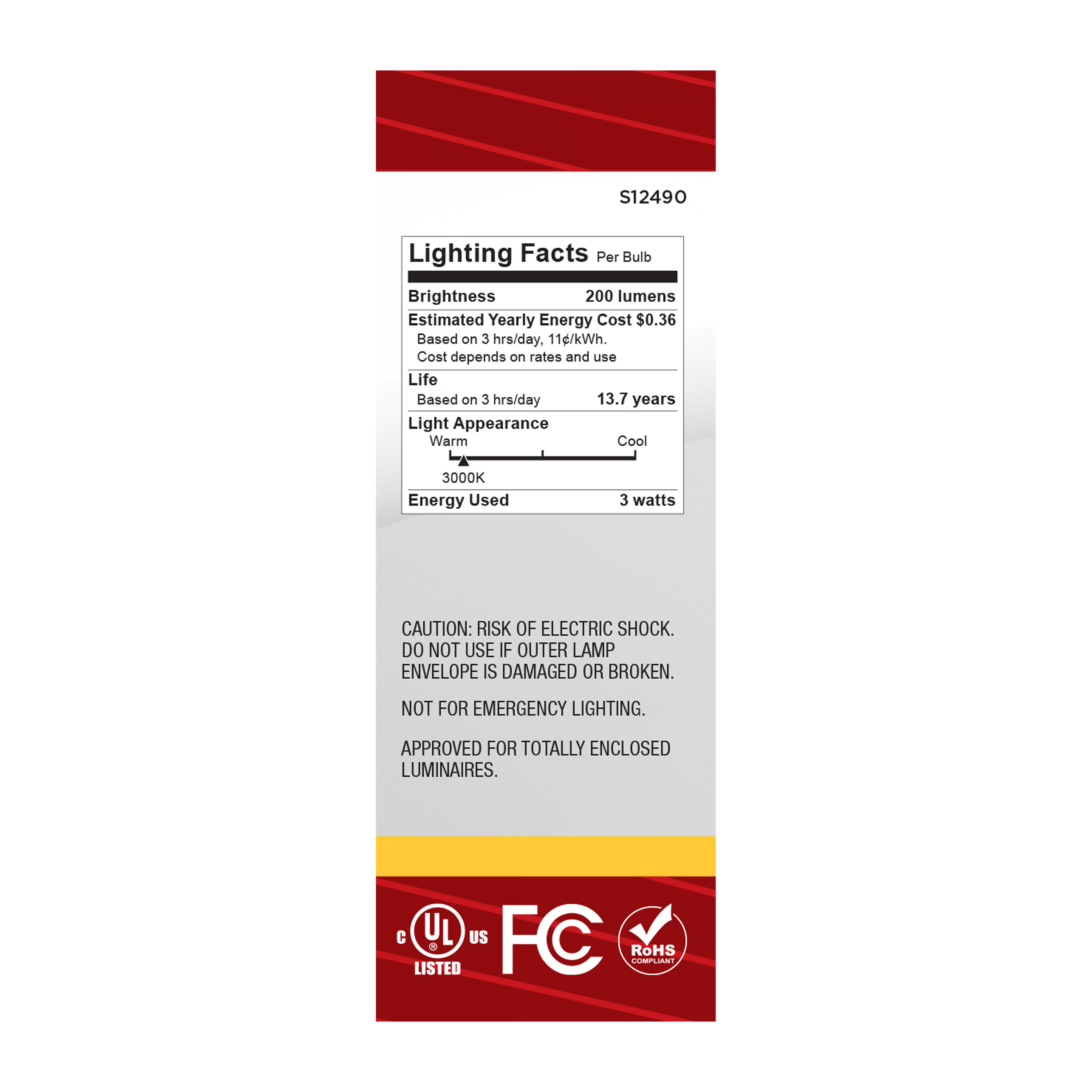 3B11/LED/930/CL/120V/E12 - S12490