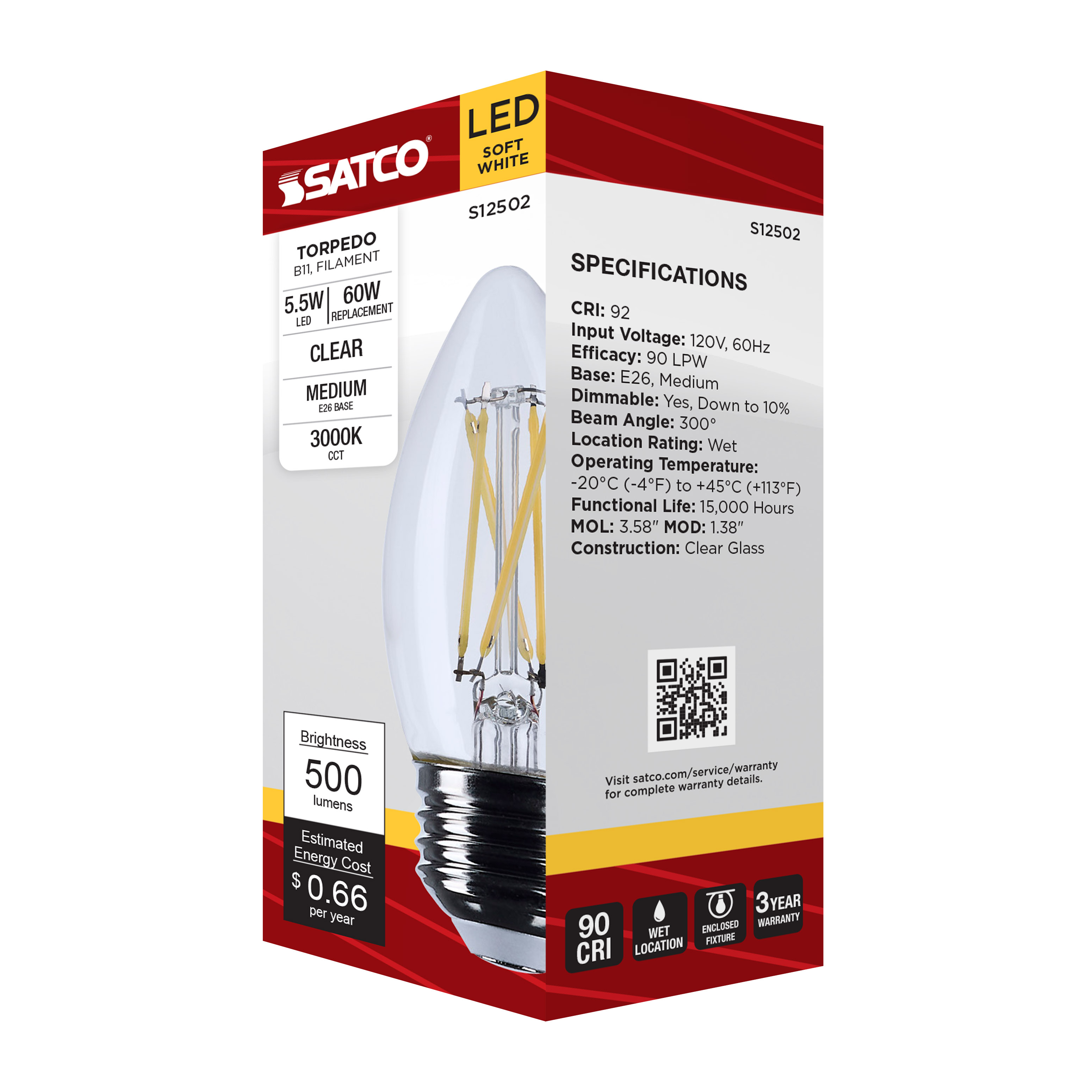 5.5B11/LED/930/CL/120V/E26 - S12502