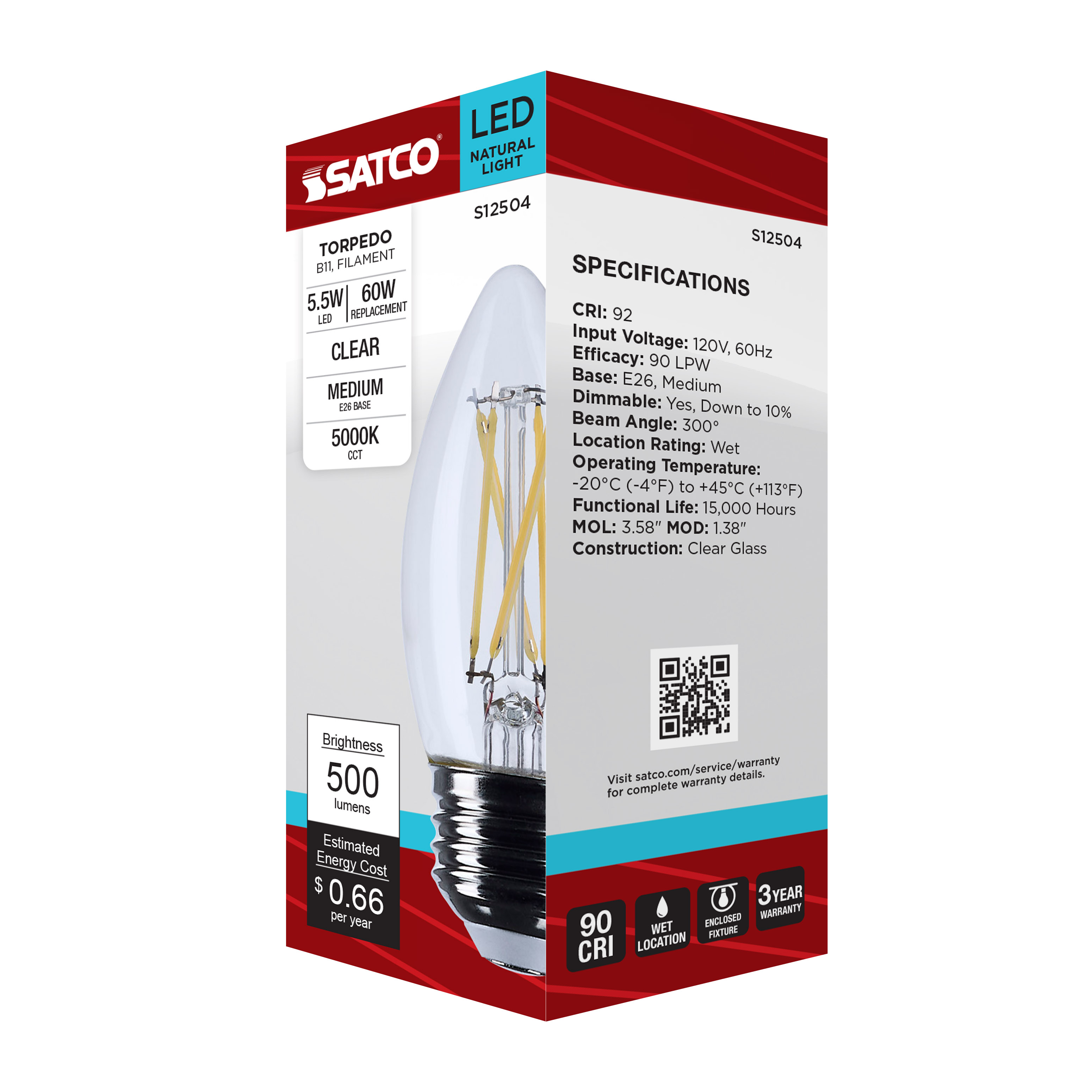 5.5B11/LED/950/CL/120V/E26 - S12504