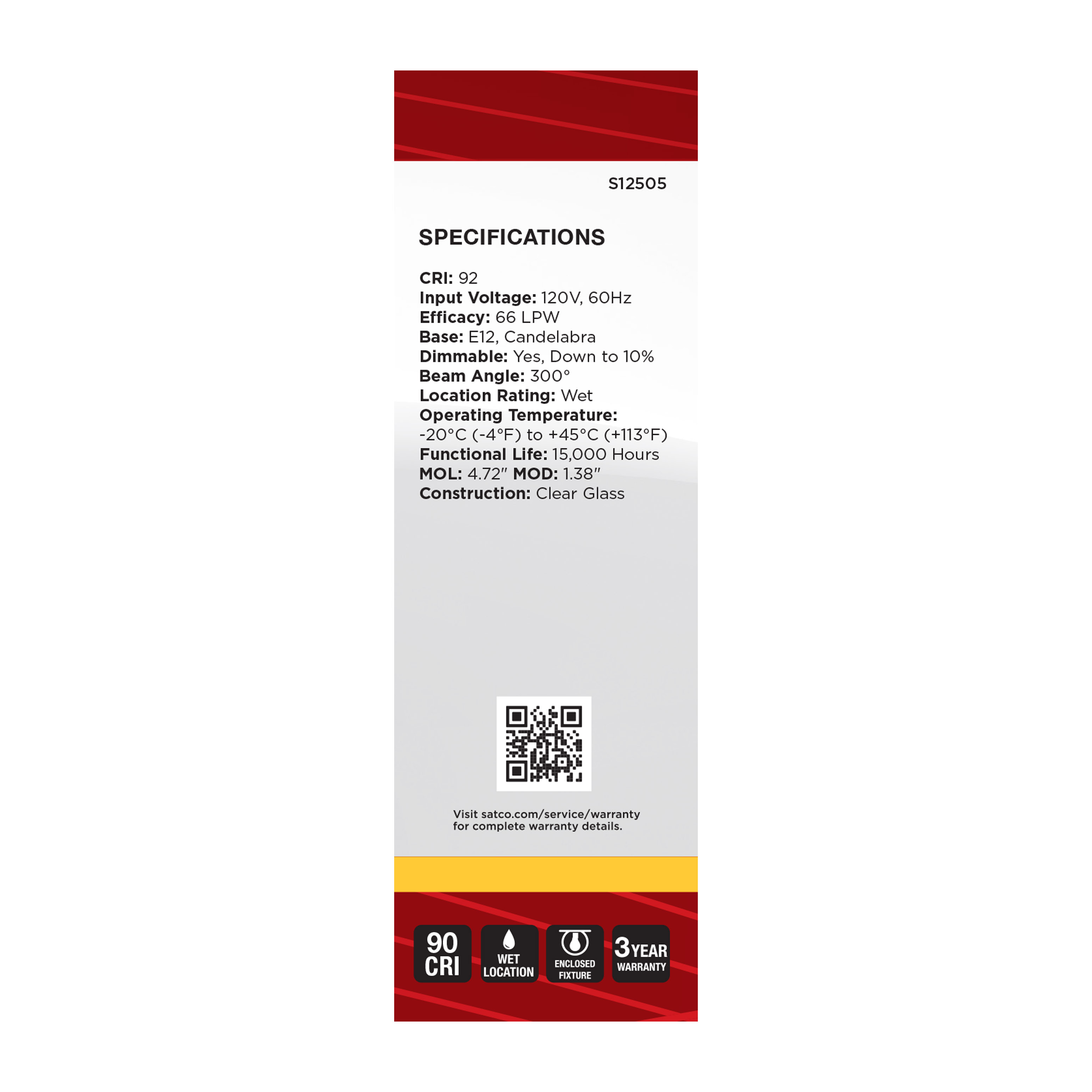 3CA10/LED/930/CL/120V/E12 - S12505