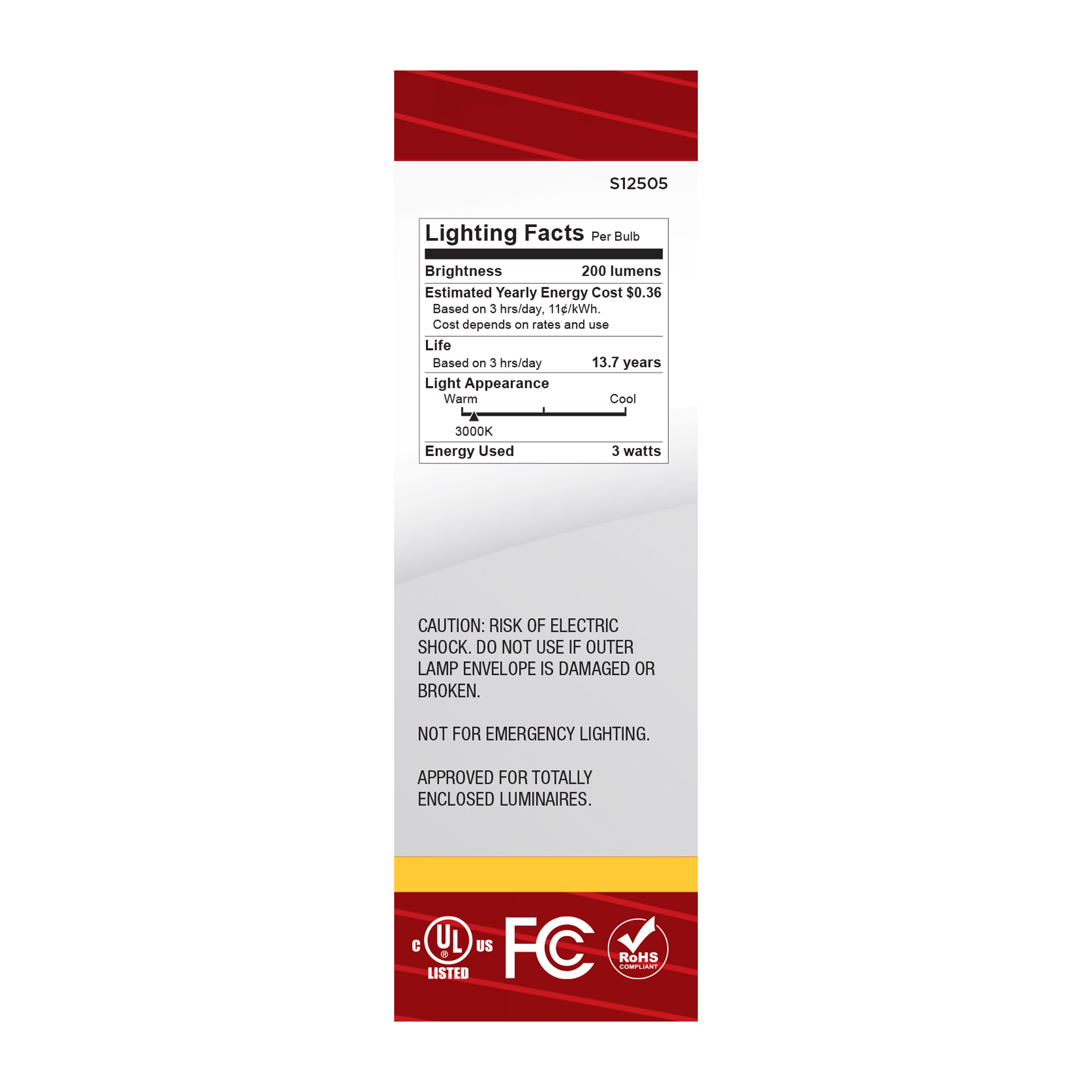 3CA10/LED/930/CL/120V/E12 - S12505