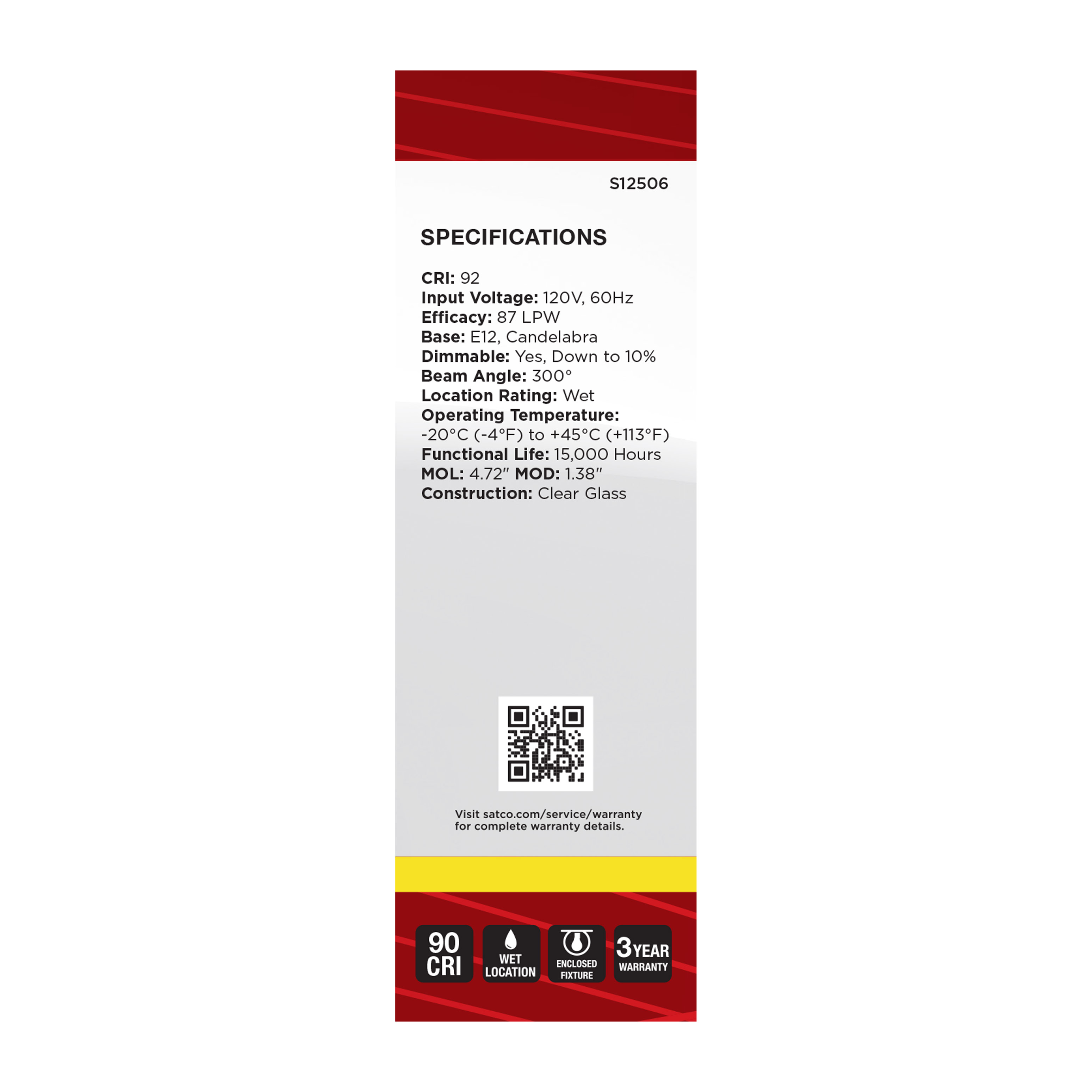 4CA10/LED/935/CL/120V/E12 - S12506